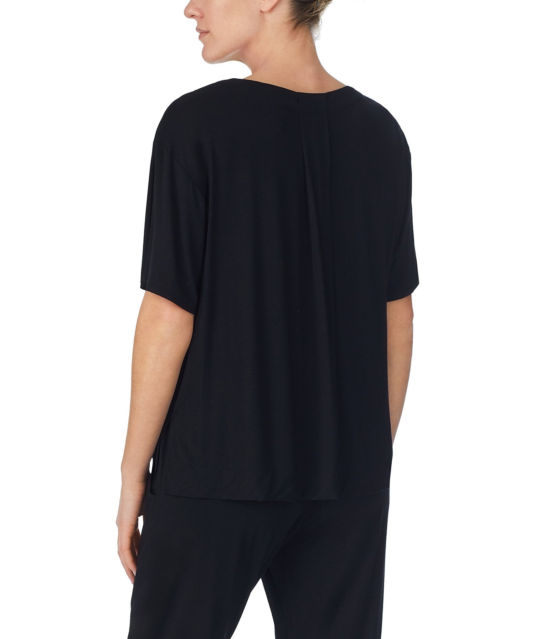 Donna Karan Micro Modal Short Sleeve V-Neck Coordinating Lounge Top