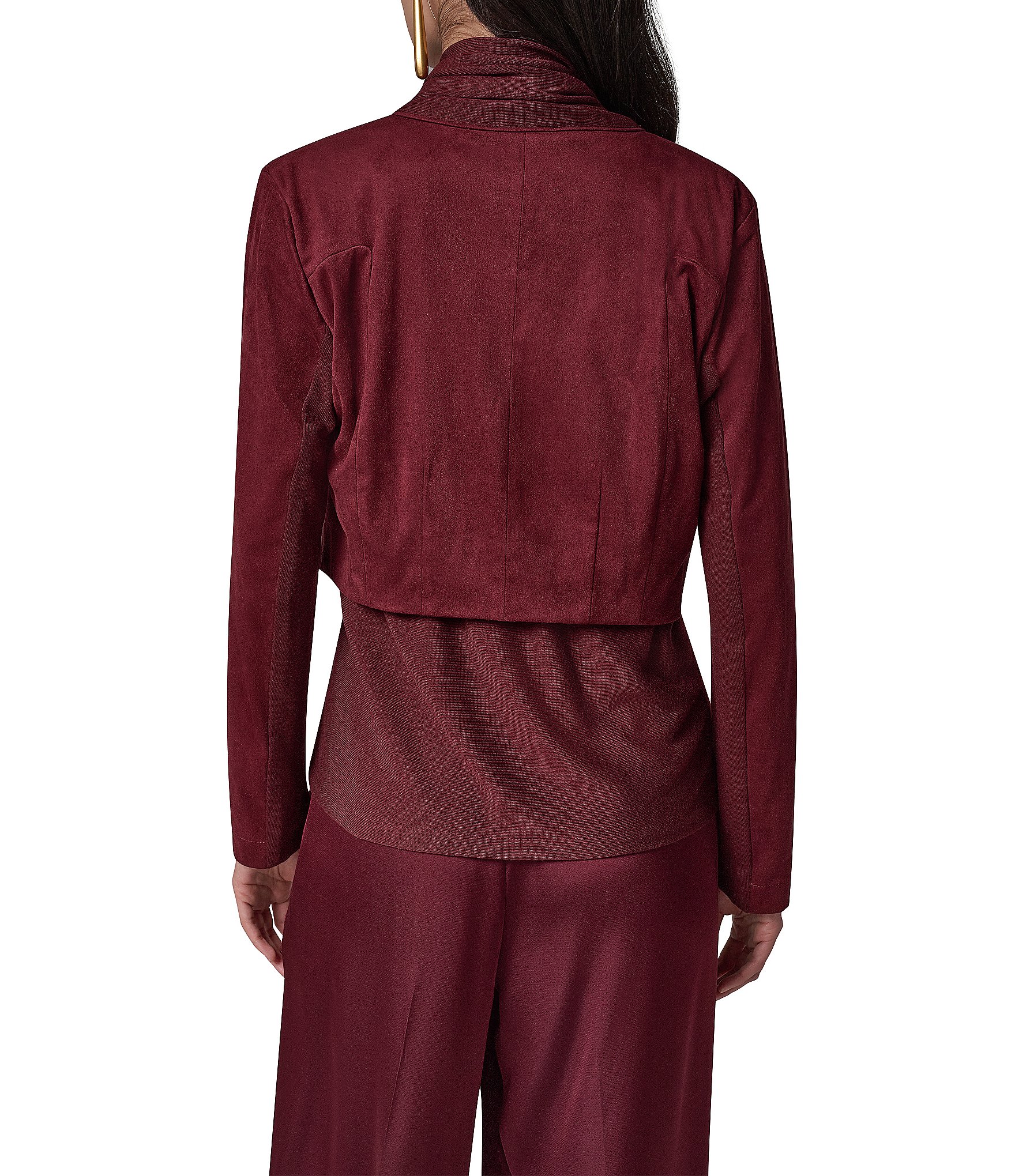Donna Karan Mixed Media Collared Neck Long Sleeve Belt Tie Coordinating Jacket