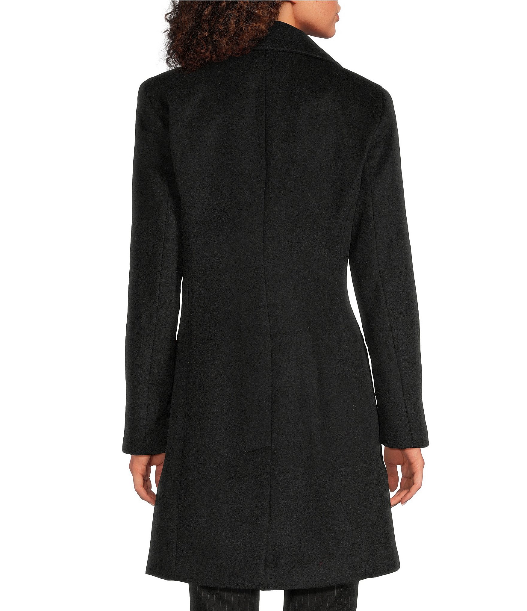 Donna Karan Petite Size Cashmere Blend Notch Collar Reefer Coat