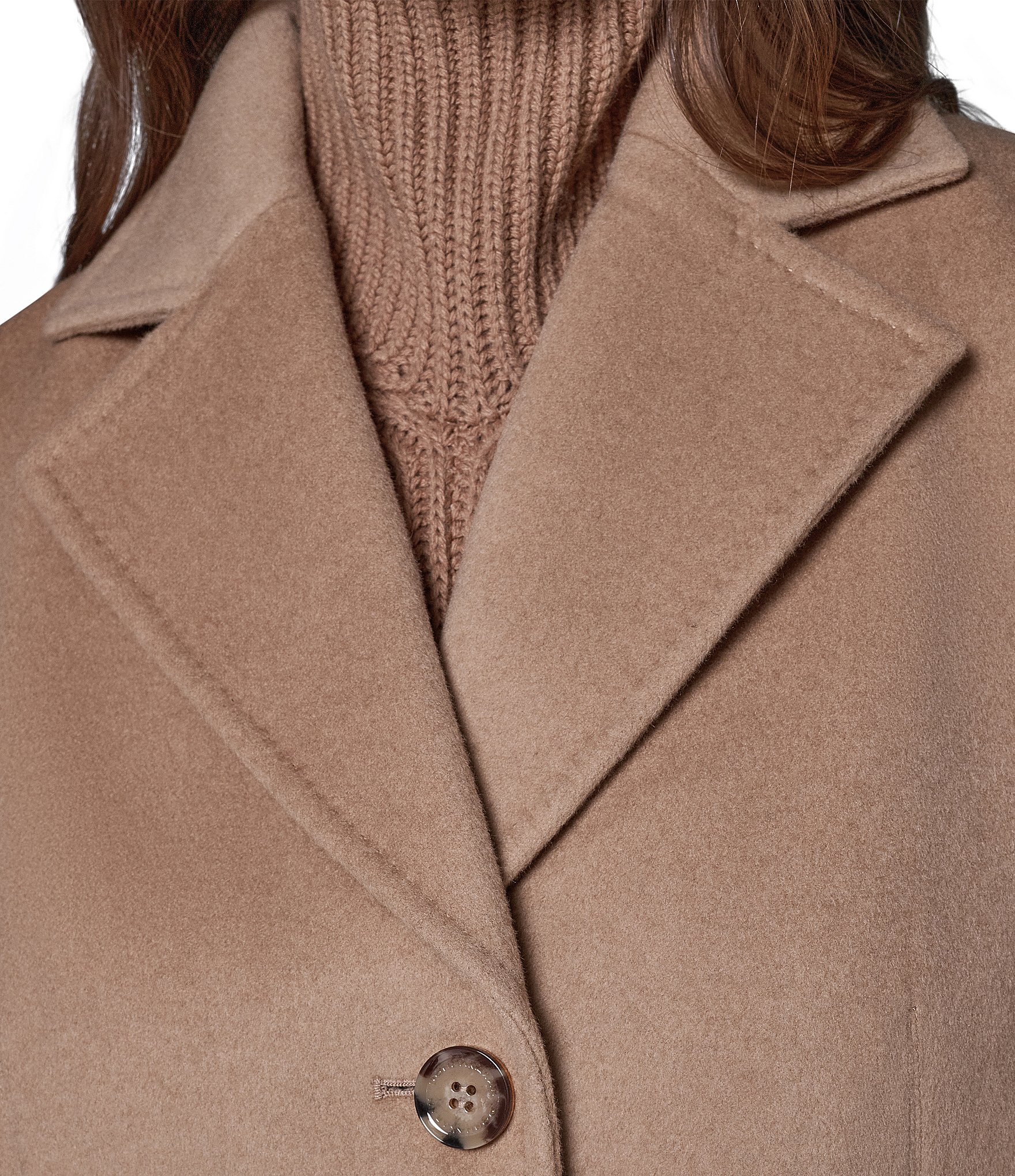 Donna Karan Petite Size Cashmere Blend Notch Collar Single Breasted Reefer Coat