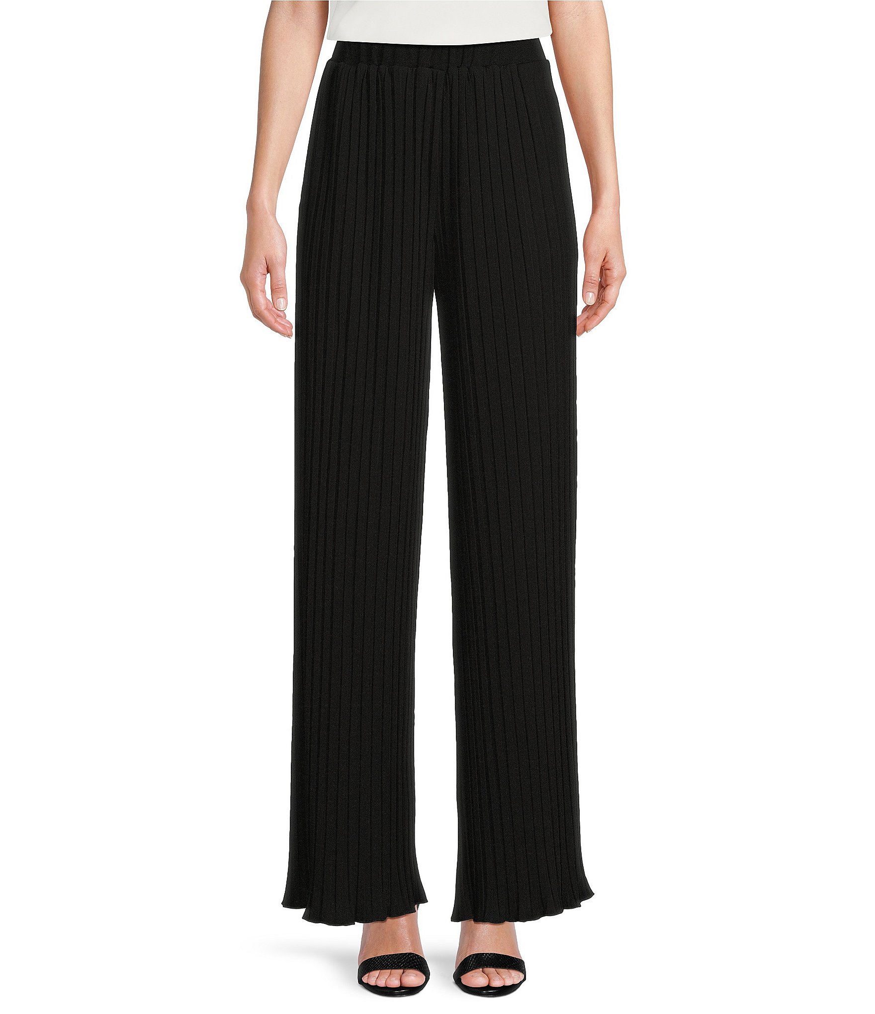 Donna Karan Plisse Pleated Pull-On Side Pocket Wide Leg Pants | Dillard's