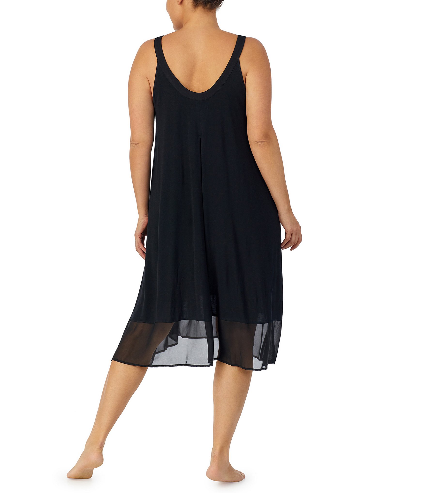 Donna Karan Plus Size Sleeveless V-Neck Long Knit Nightgown