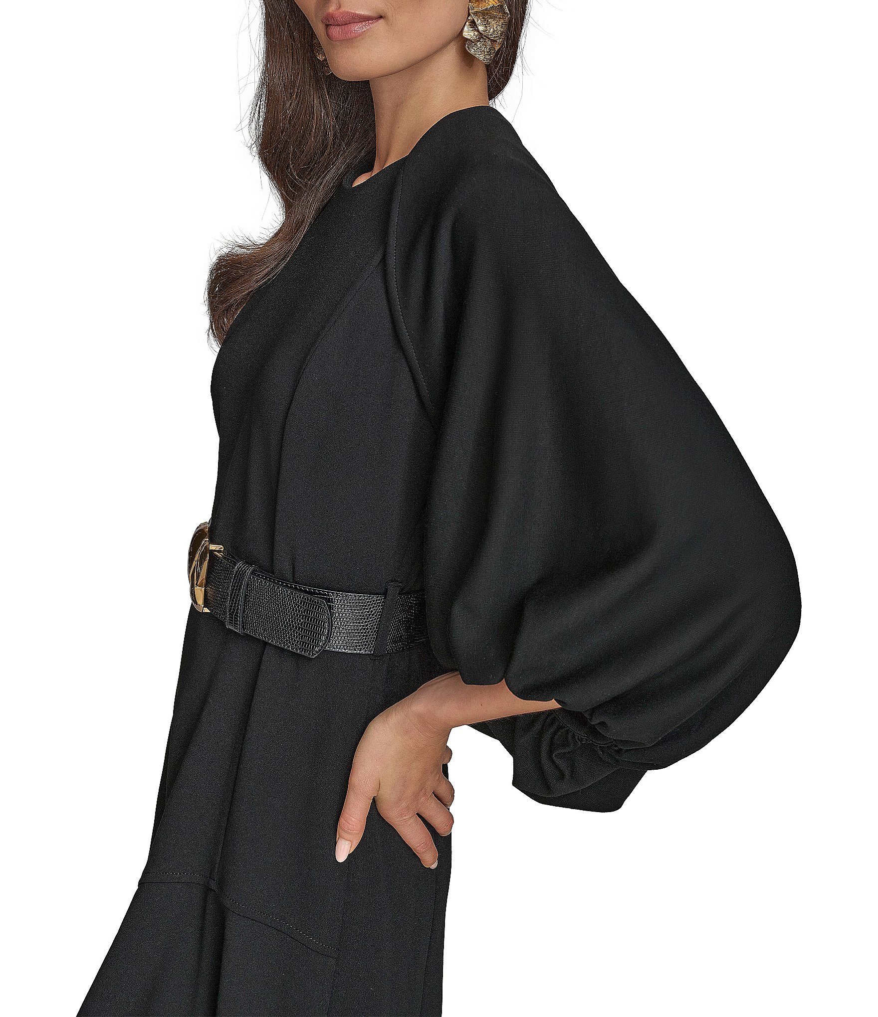 Donna Karan Scuba Open Front 3/4 Sleeve Shrug