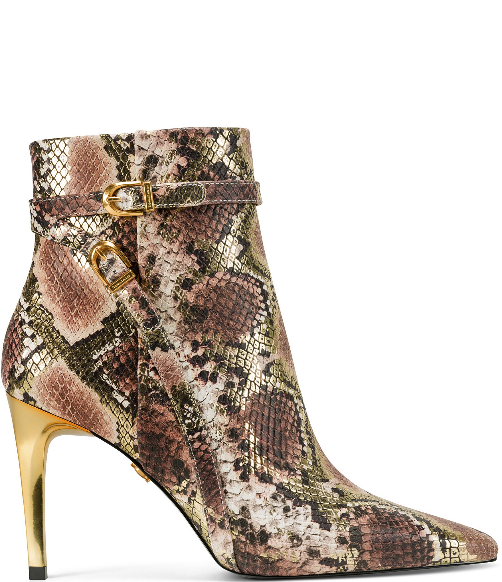 Donna Karan Shelah Snake Print High Heel Booties