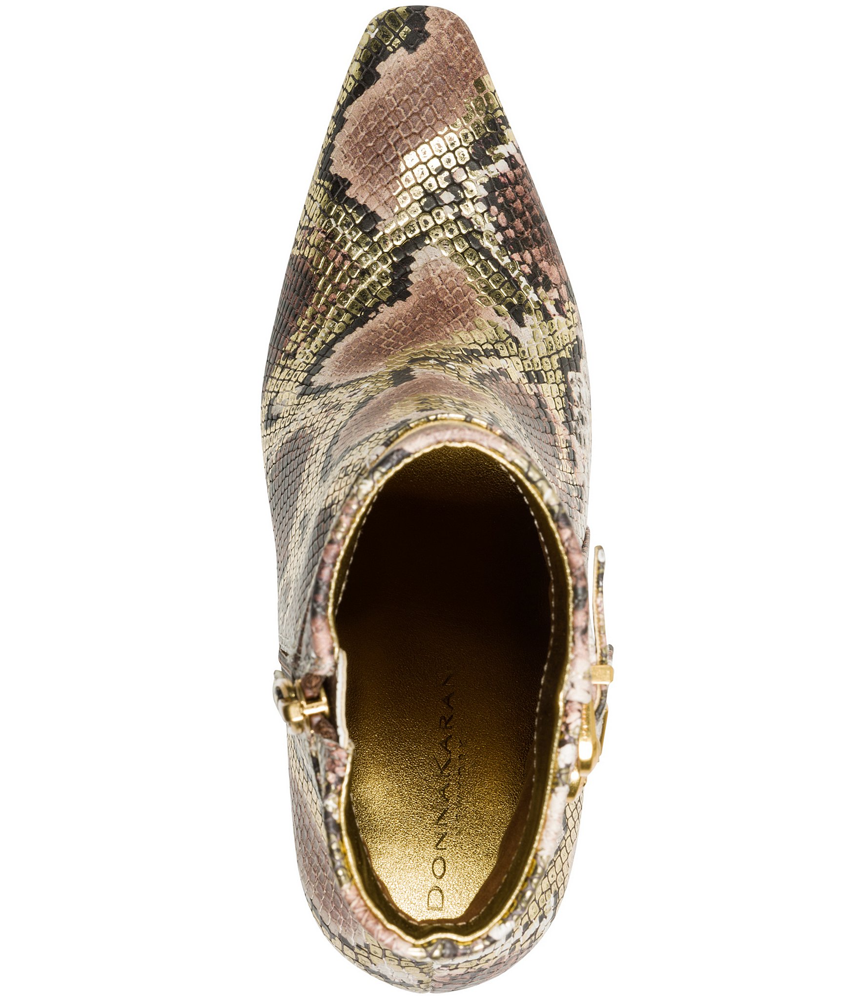 Donna Karan Shelah Snake Print High Heel Booties