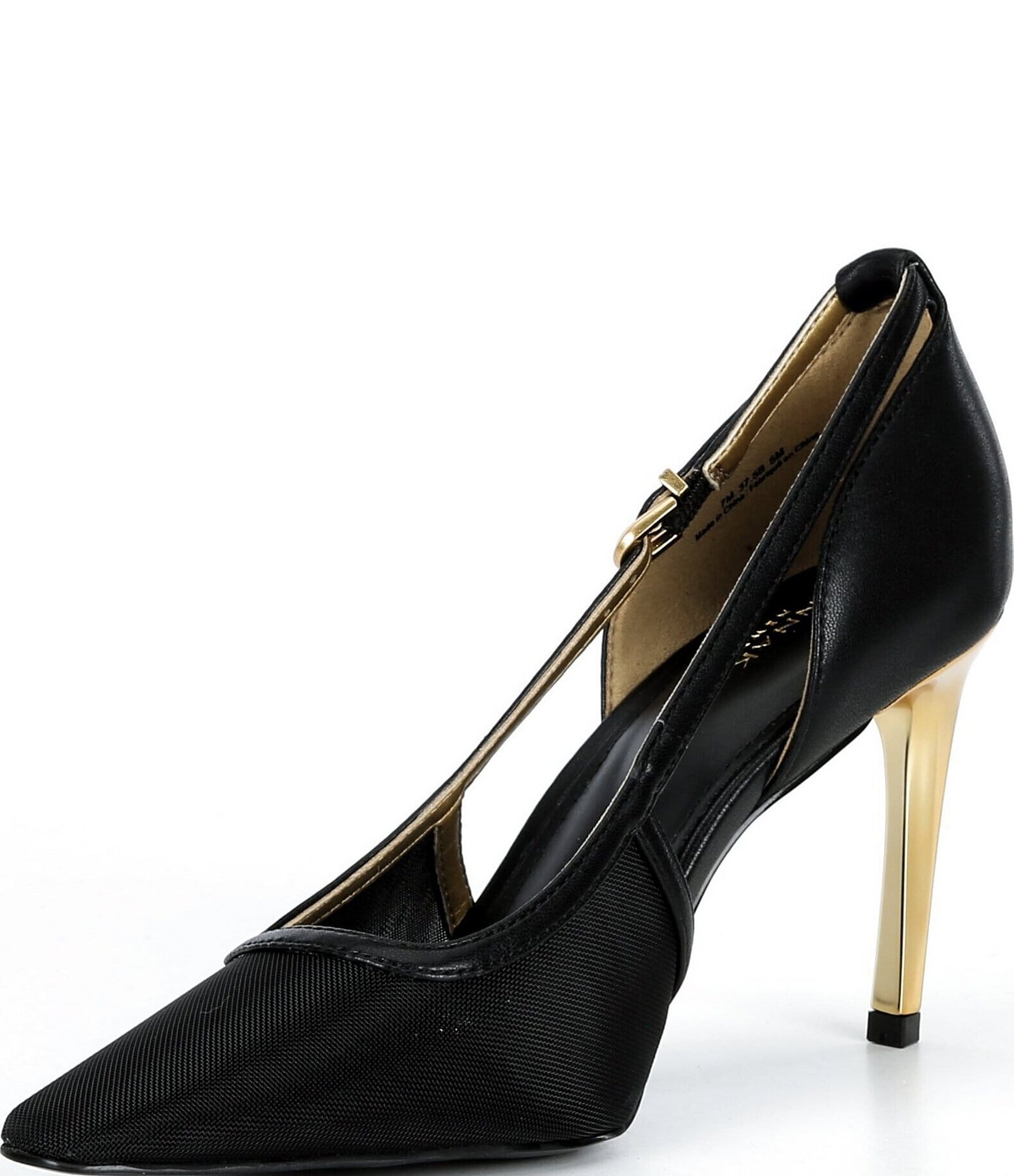 Donna Karan Silvana Mesh Pointed Toe Buckle Strap Pumps
