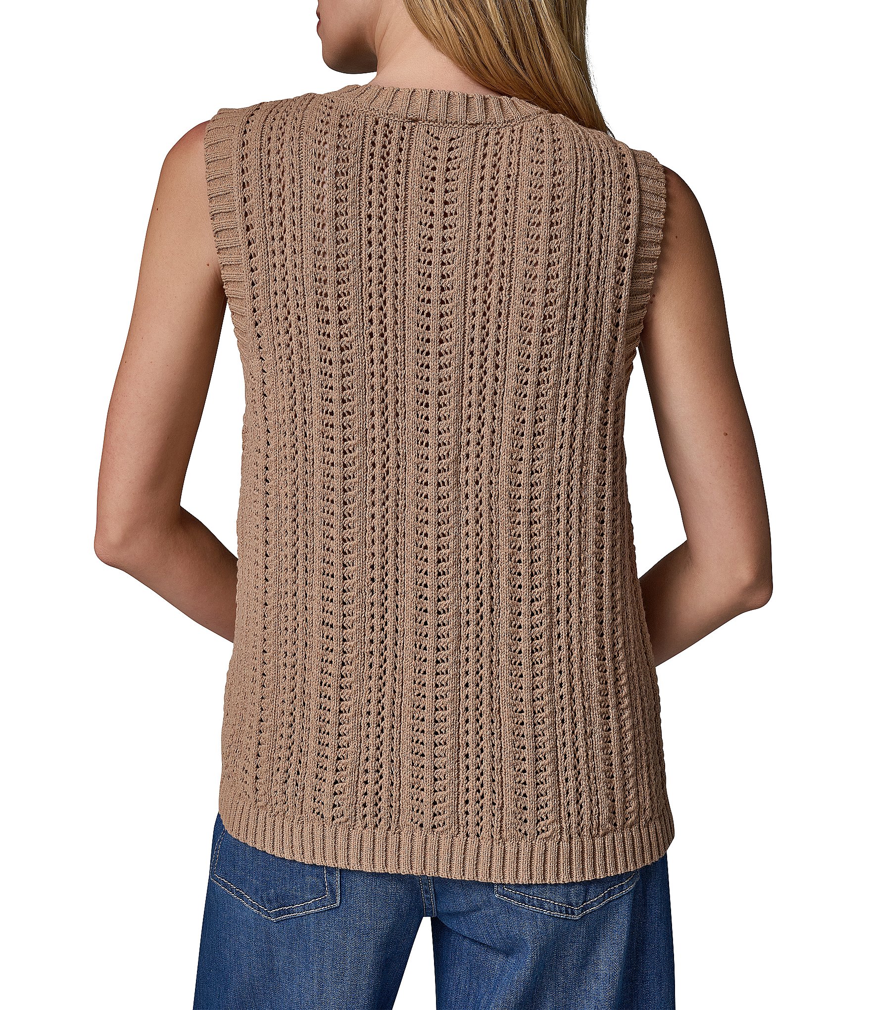 Donna Karan Sleeveless Button Front Cardigan