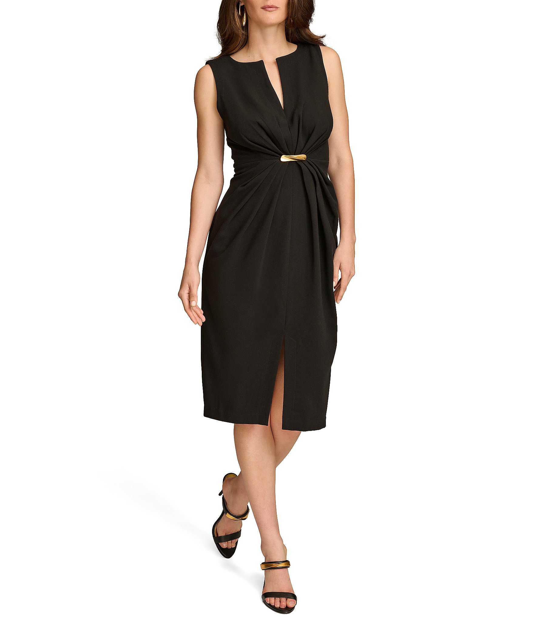 Donna Karan Sleeveless V-Neck Sheath Dress | Dillard's
