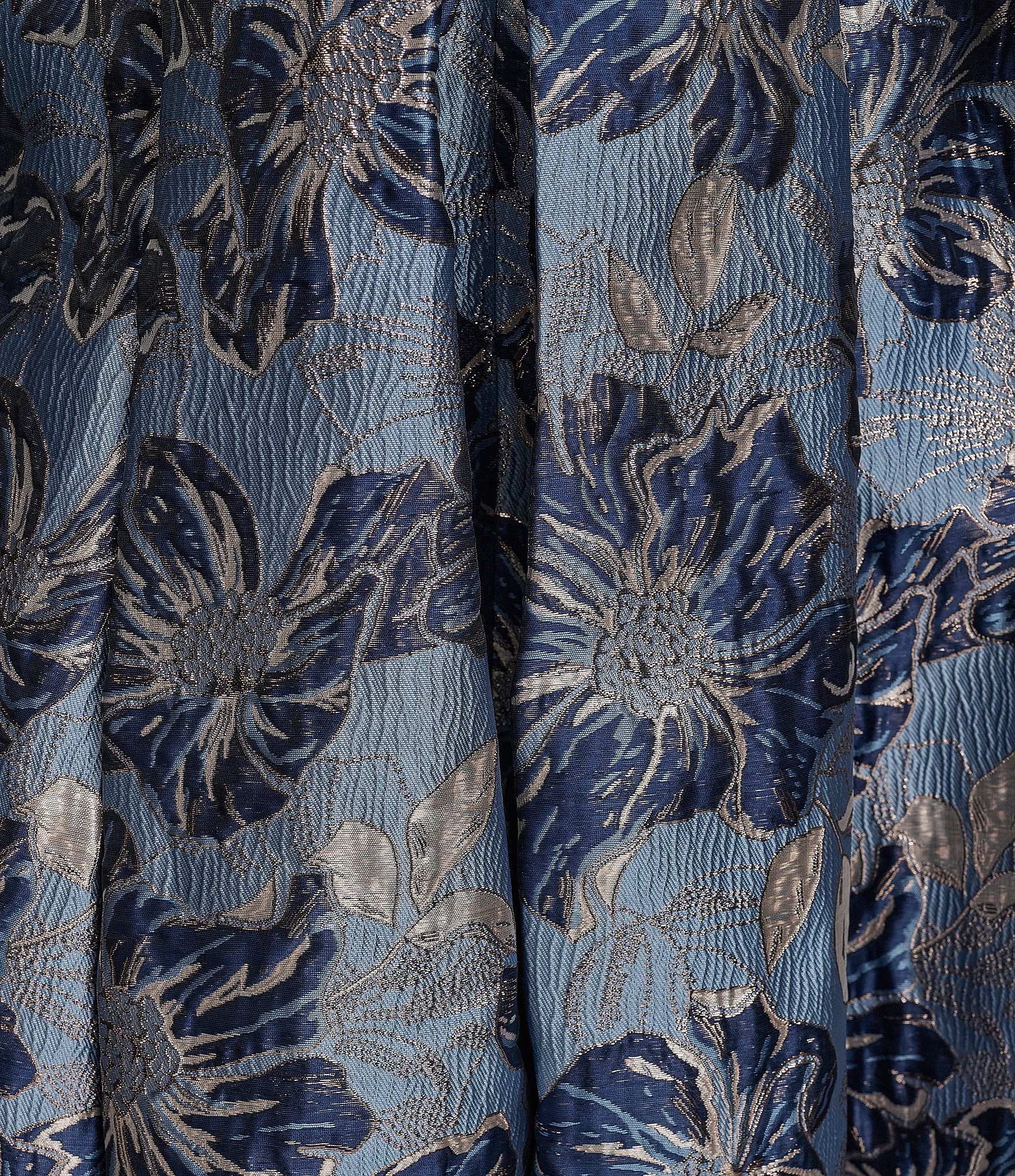 Donna Karan Strapless Jaquard Floral Print A-Line Midi Dress