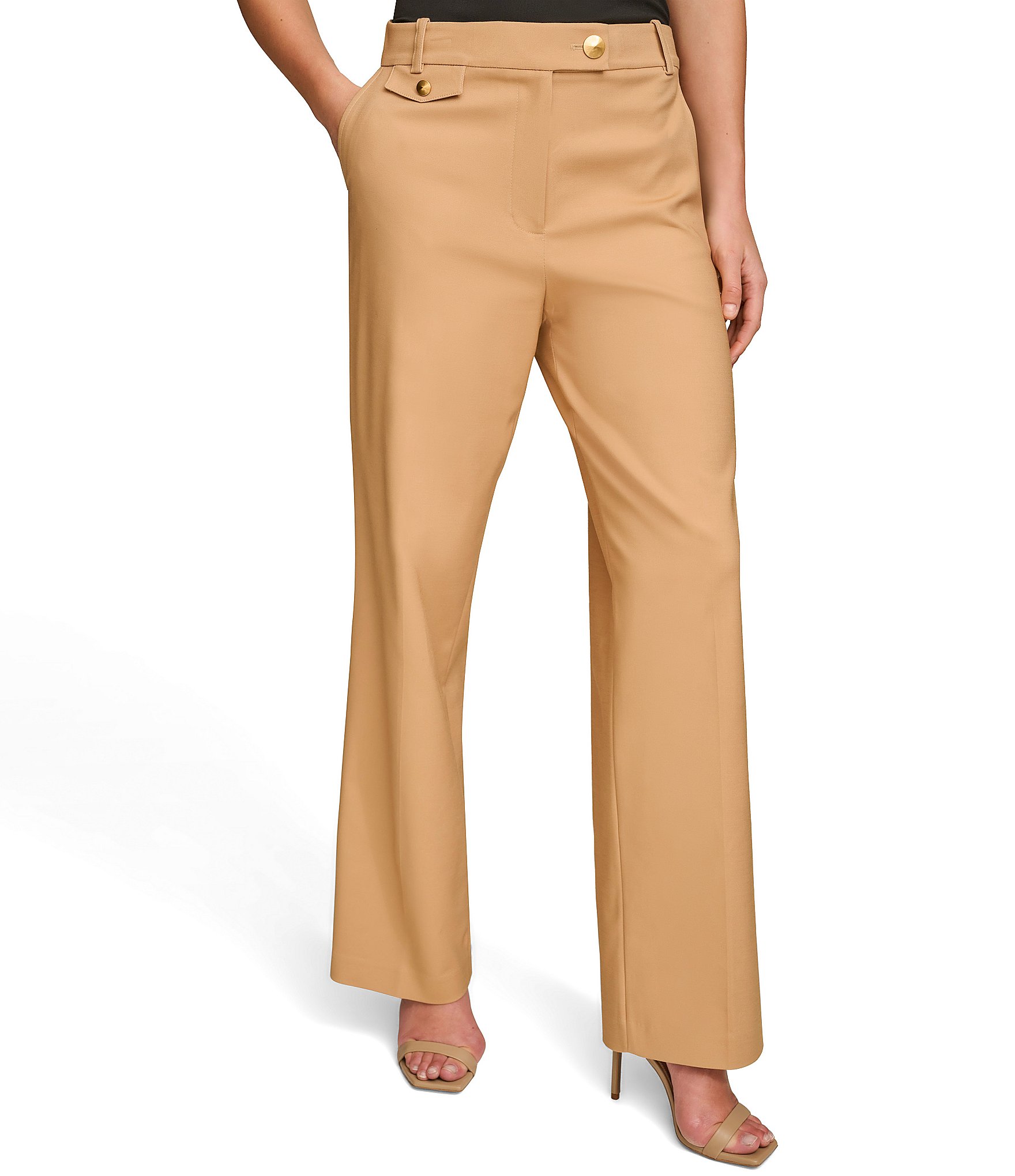 Donna Karan Stretch Wide Leg Tab Waist Pant | Dillard's