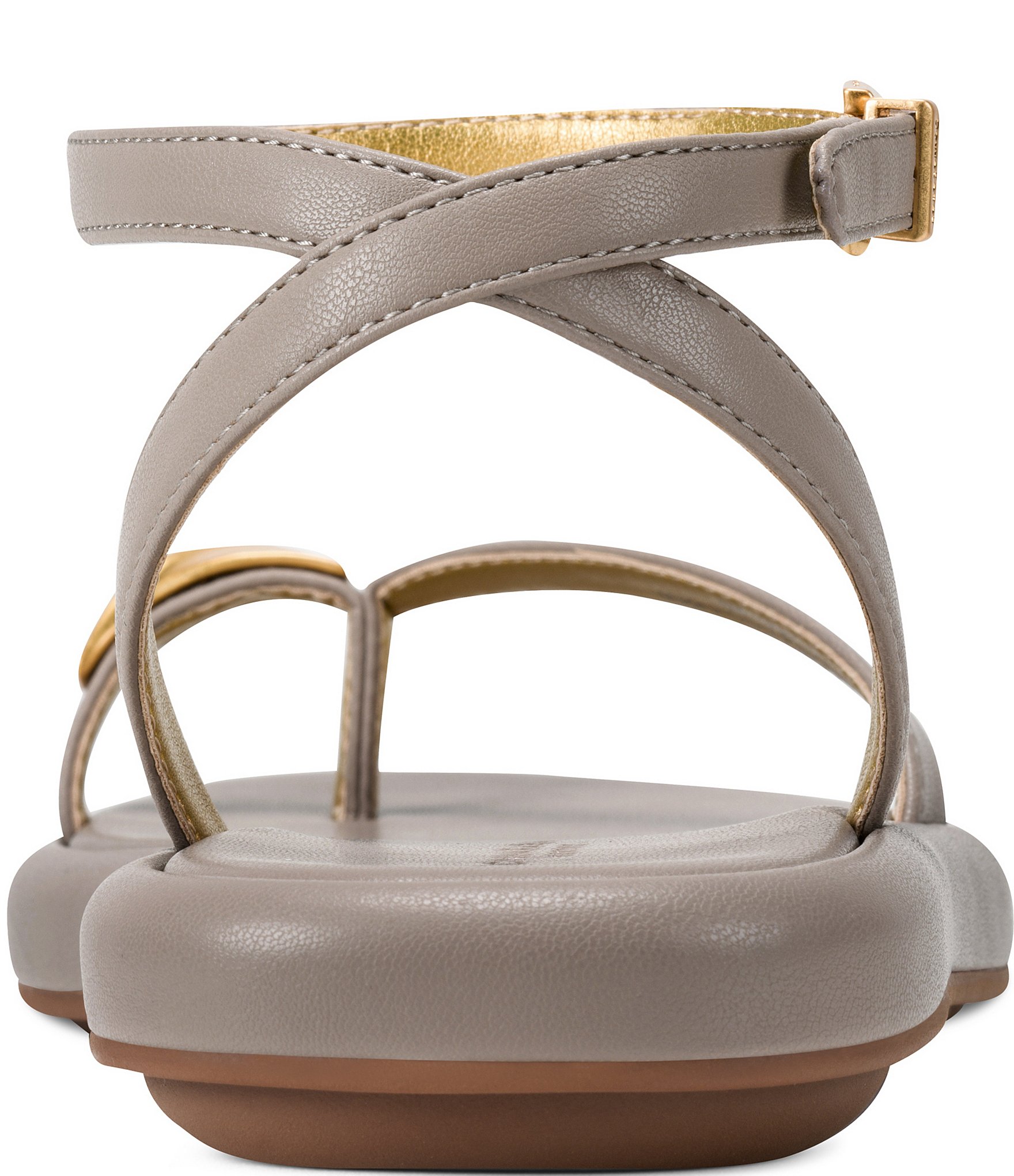 Donna Karan Tabitha Ankle Wrap Toe Loop Hardware Detail Sandals