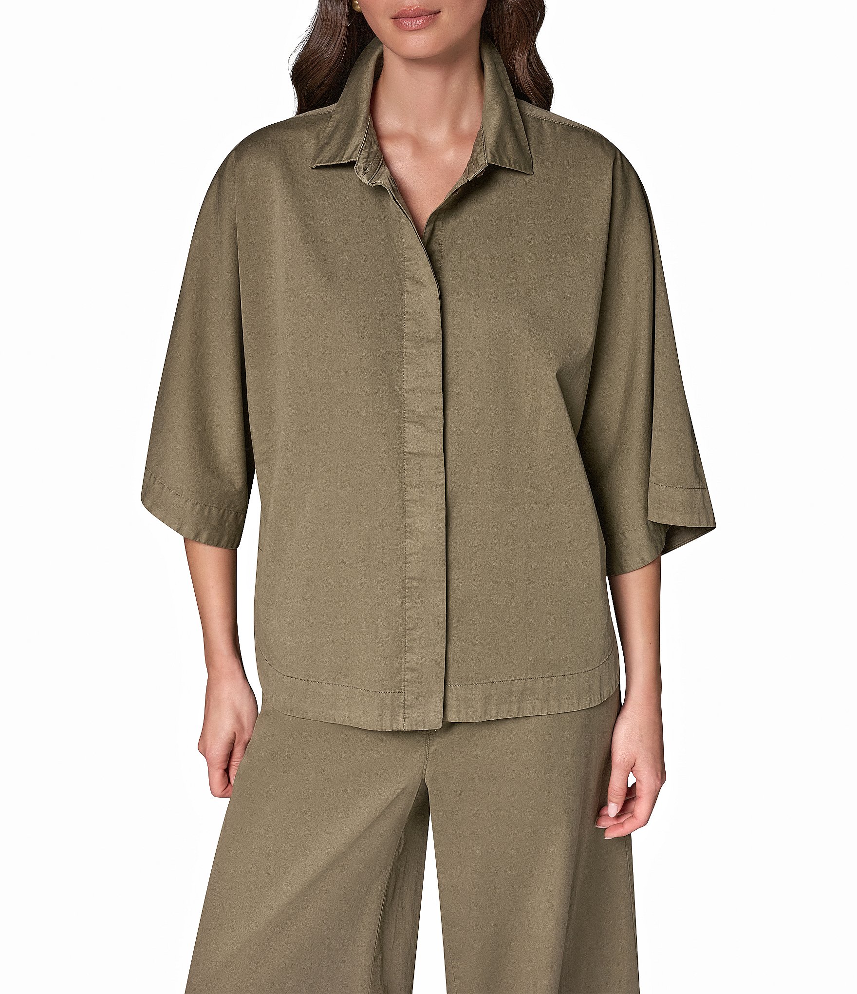 Donna Karan The Bali Dolman Denim Button Front Shirt