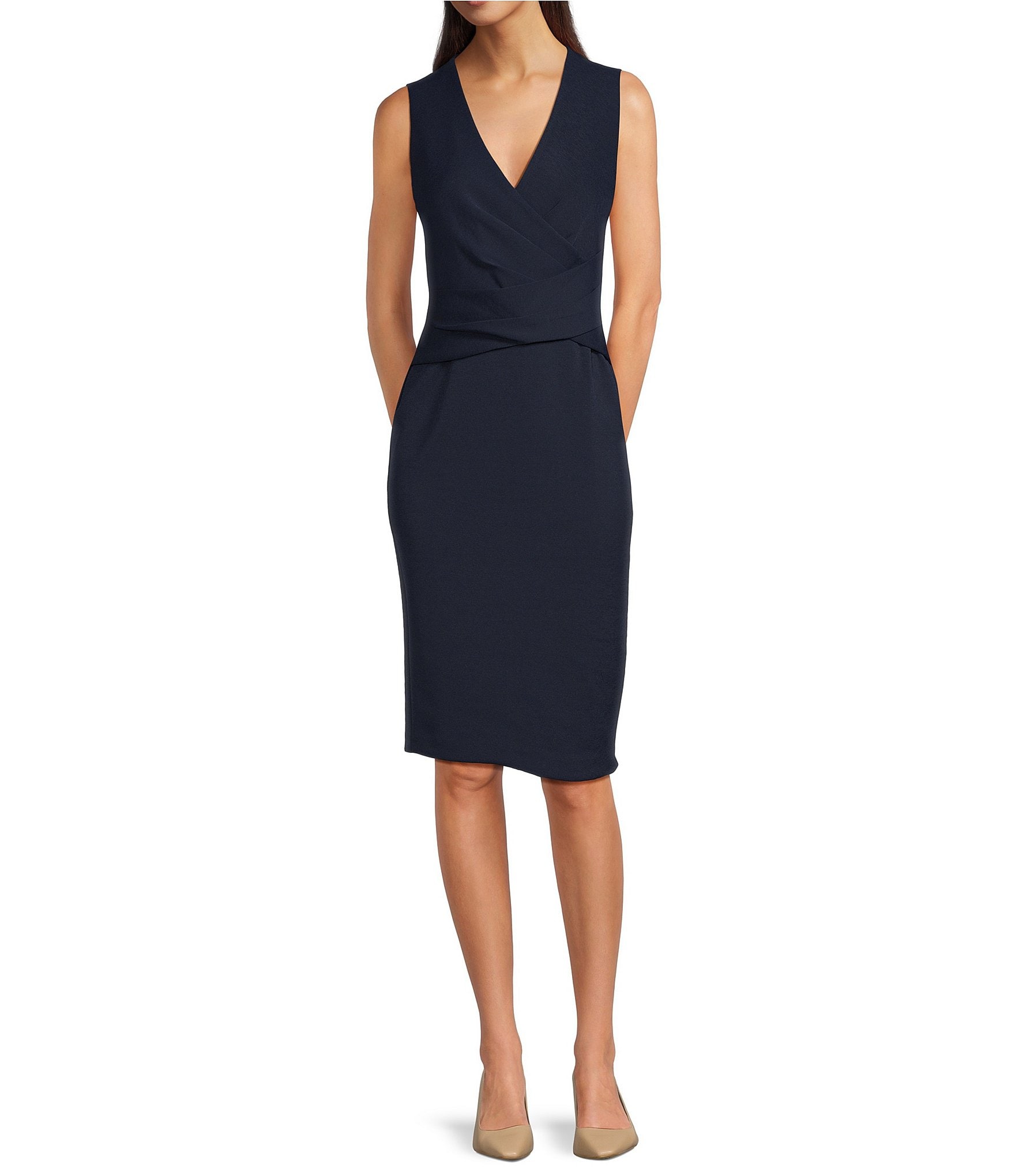 【Donna Karan New York】 Hardware Sleeveless Sheath Dress Donna Karan New York Women's Hardware Sleeveless Sheath