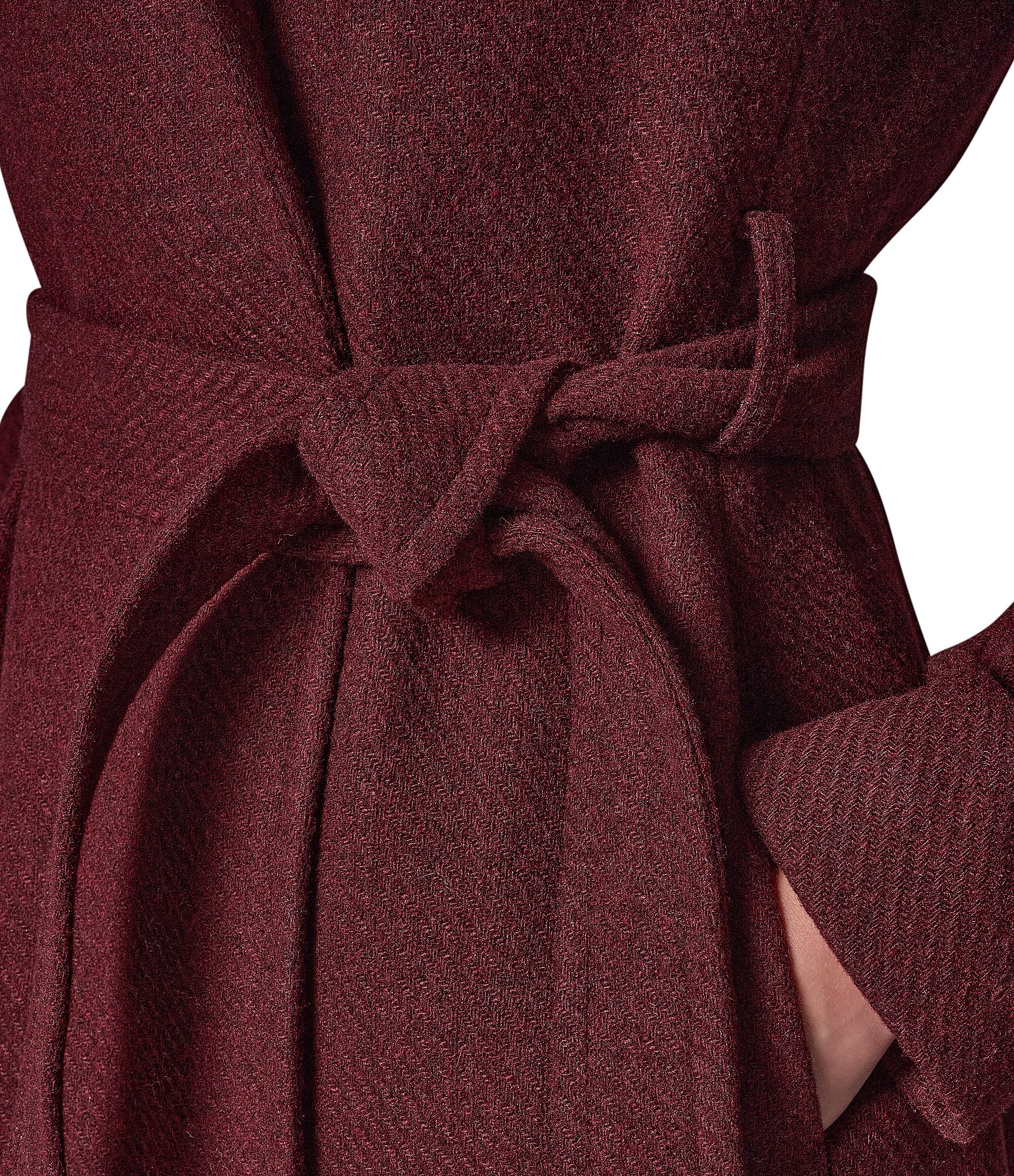 Donna Karan Wool Twin Blend Notch Collar Belted Wrap Coat