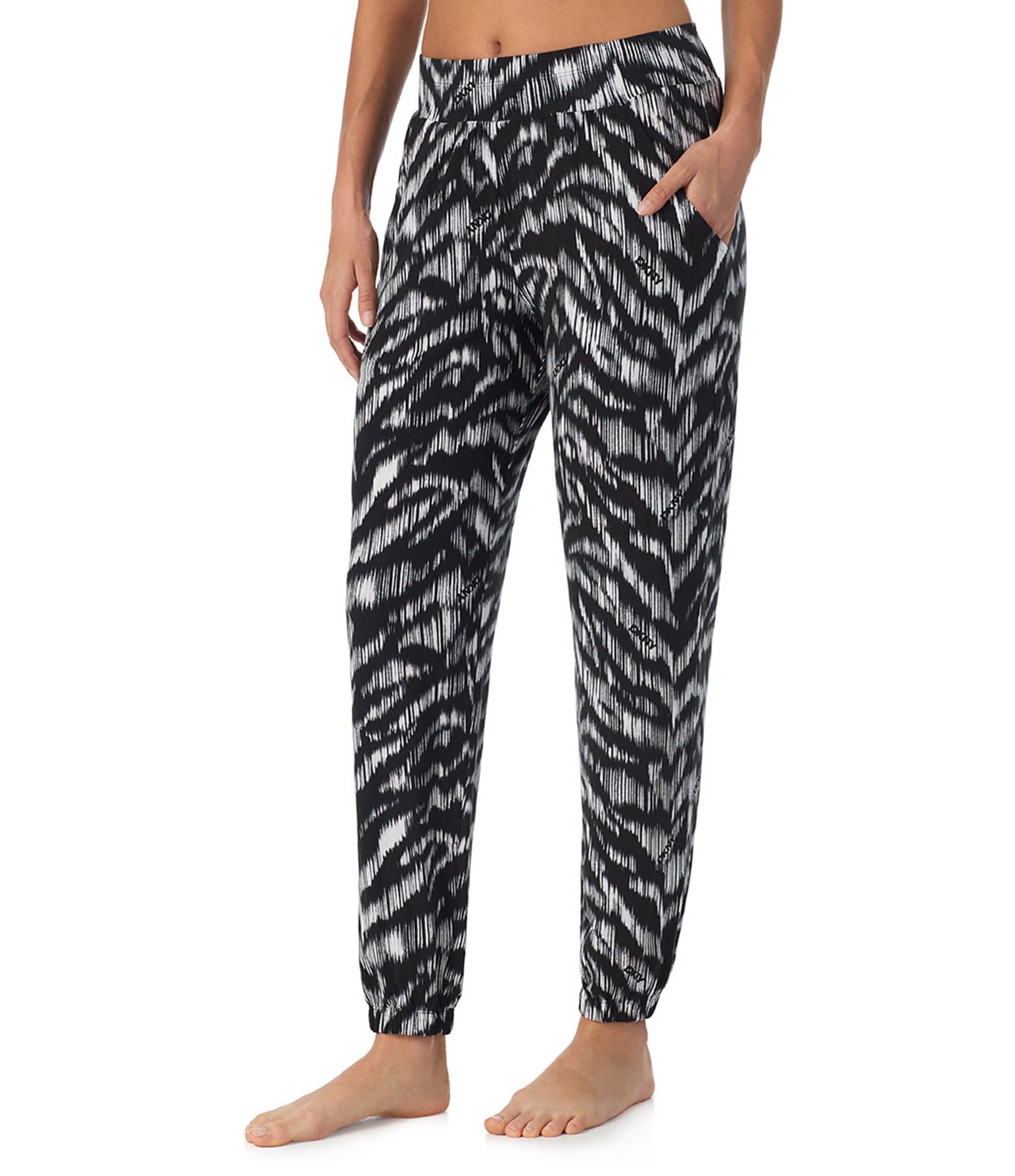 Donna Karan Zebra Print Coordinating Lounge Joggers