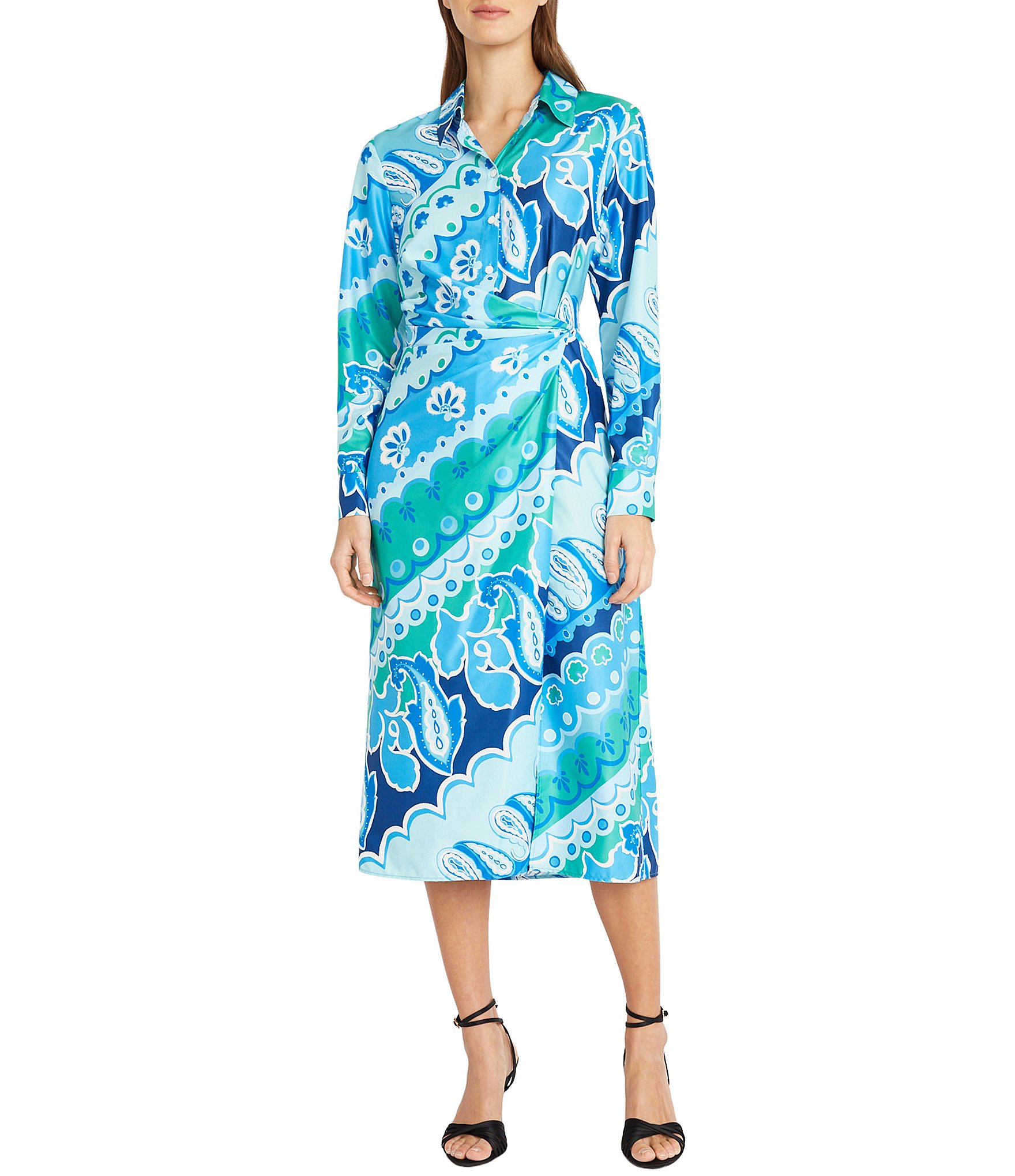 Donna morgan faux wrap dress hotsell