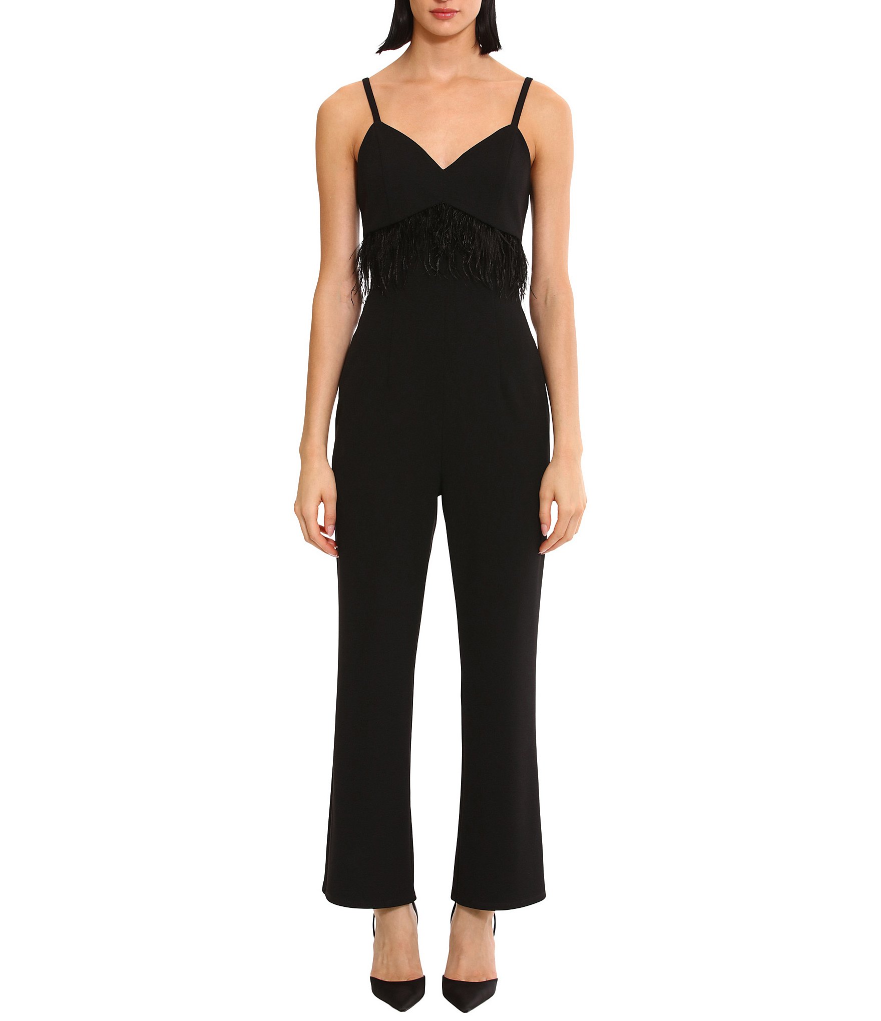 Donna Morgan Sleeveless V-Neck Scuba Crepe Jumpsuit | Dillard's