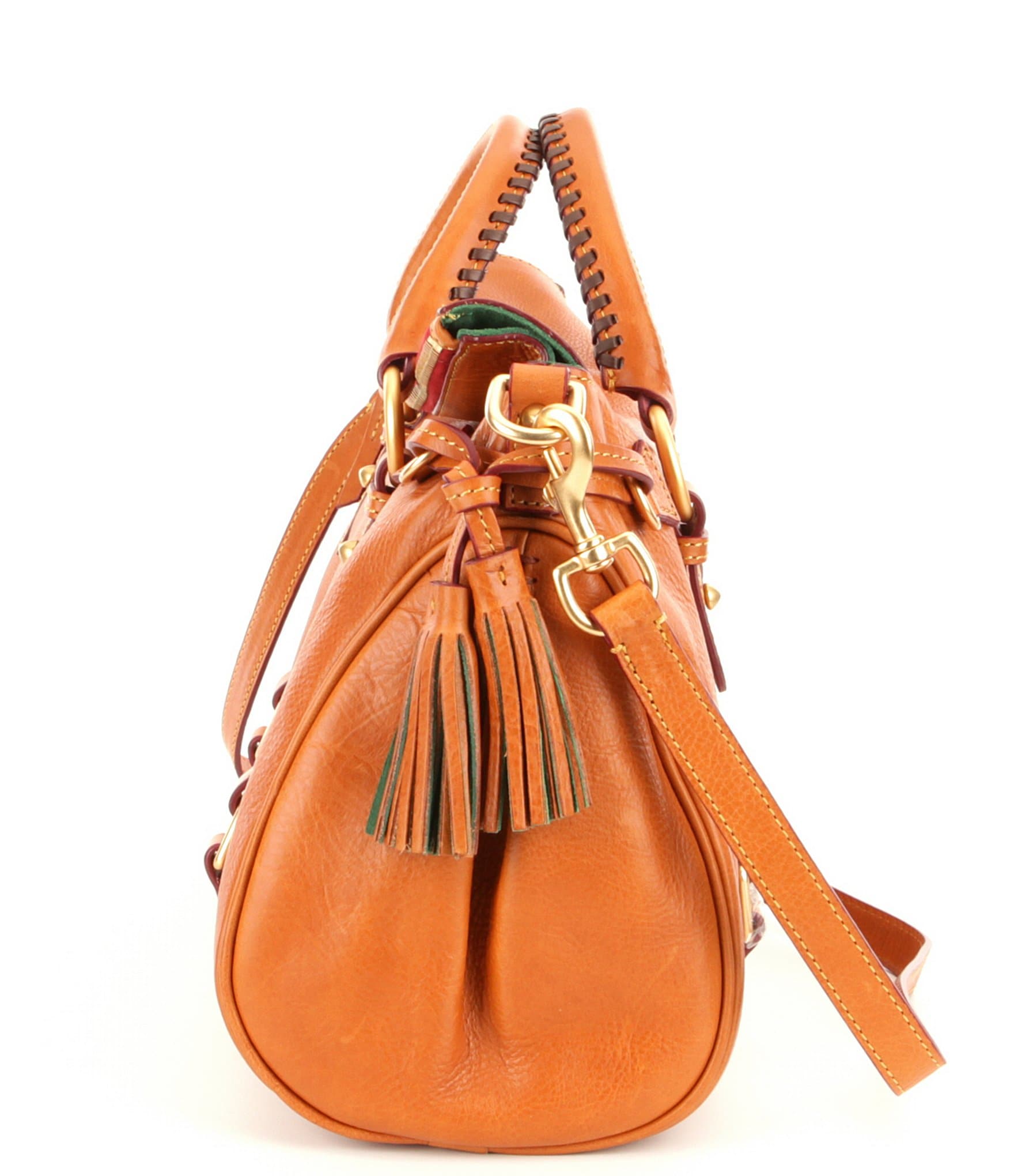 Dooney & Bourke Florentine Leather Tasseled Satchel Bag