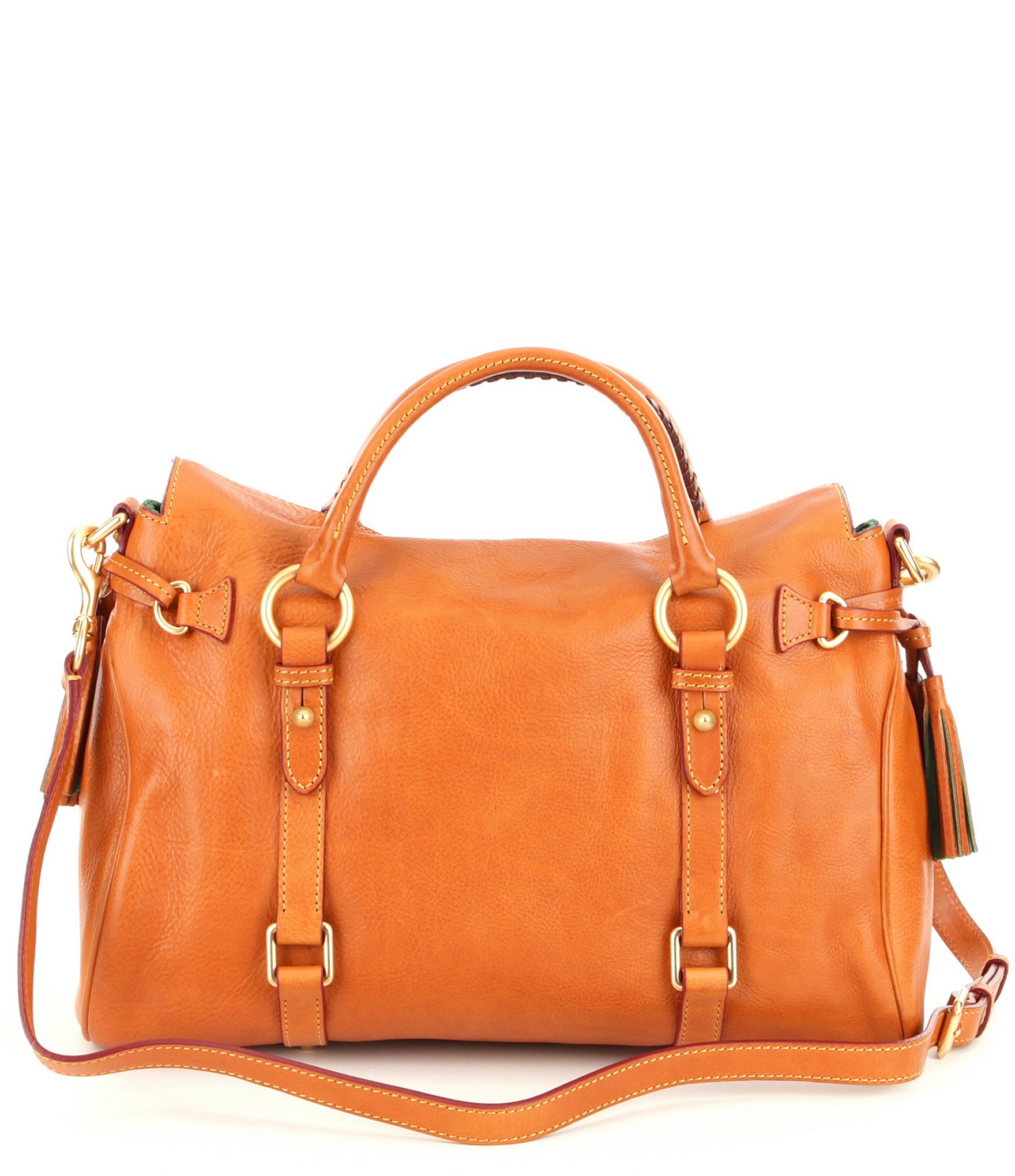 Dooney & Bourke Florentine Leather Tasseled Satchel Bag