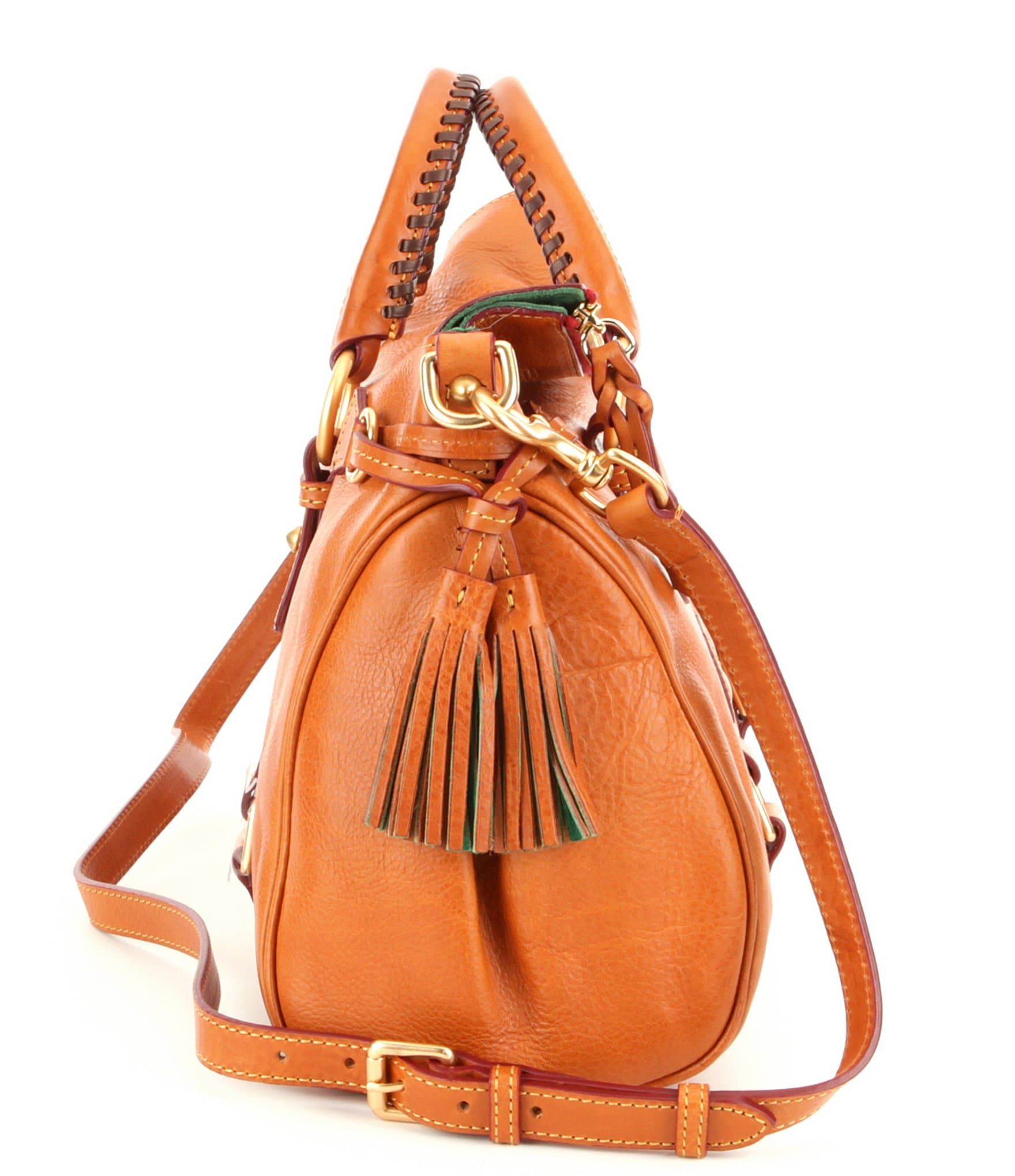 Dooney & Bourke Florentine Leather Tasseled Satchel Bag