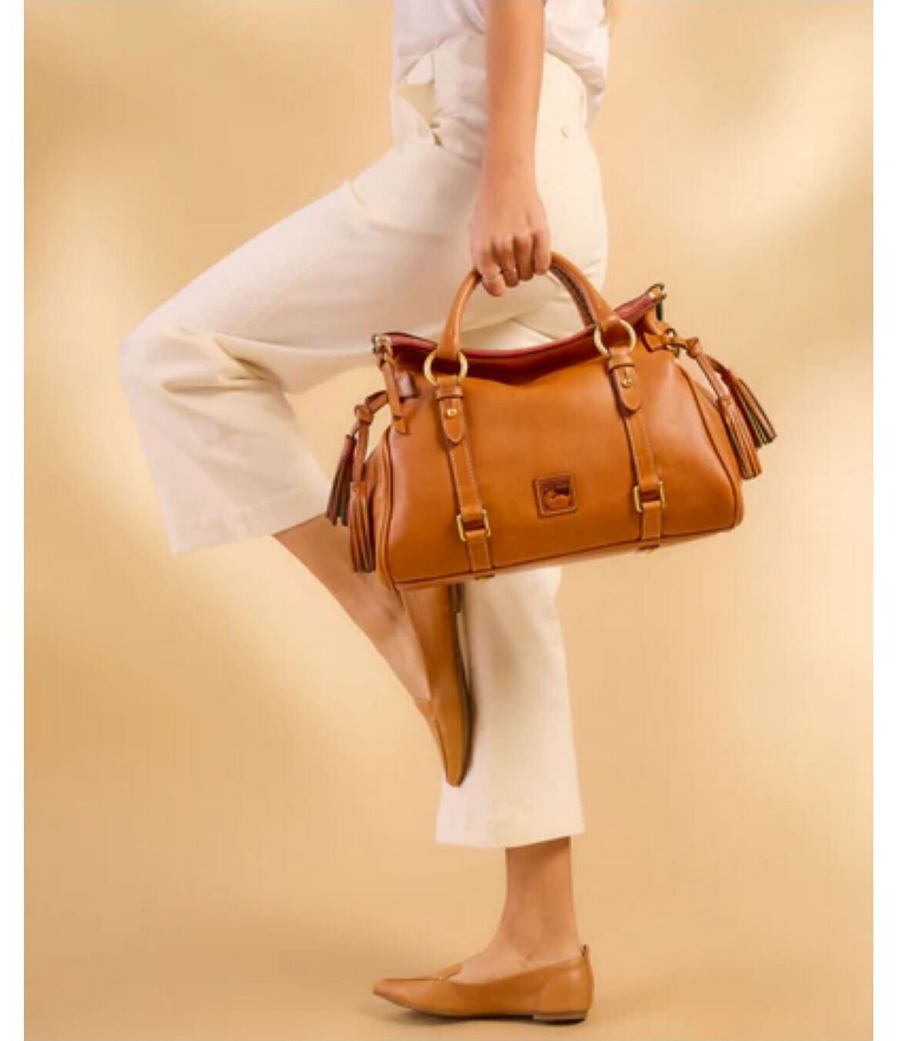 Dooney & Bourke Florentine Large Leather Tassle Satchel Bag