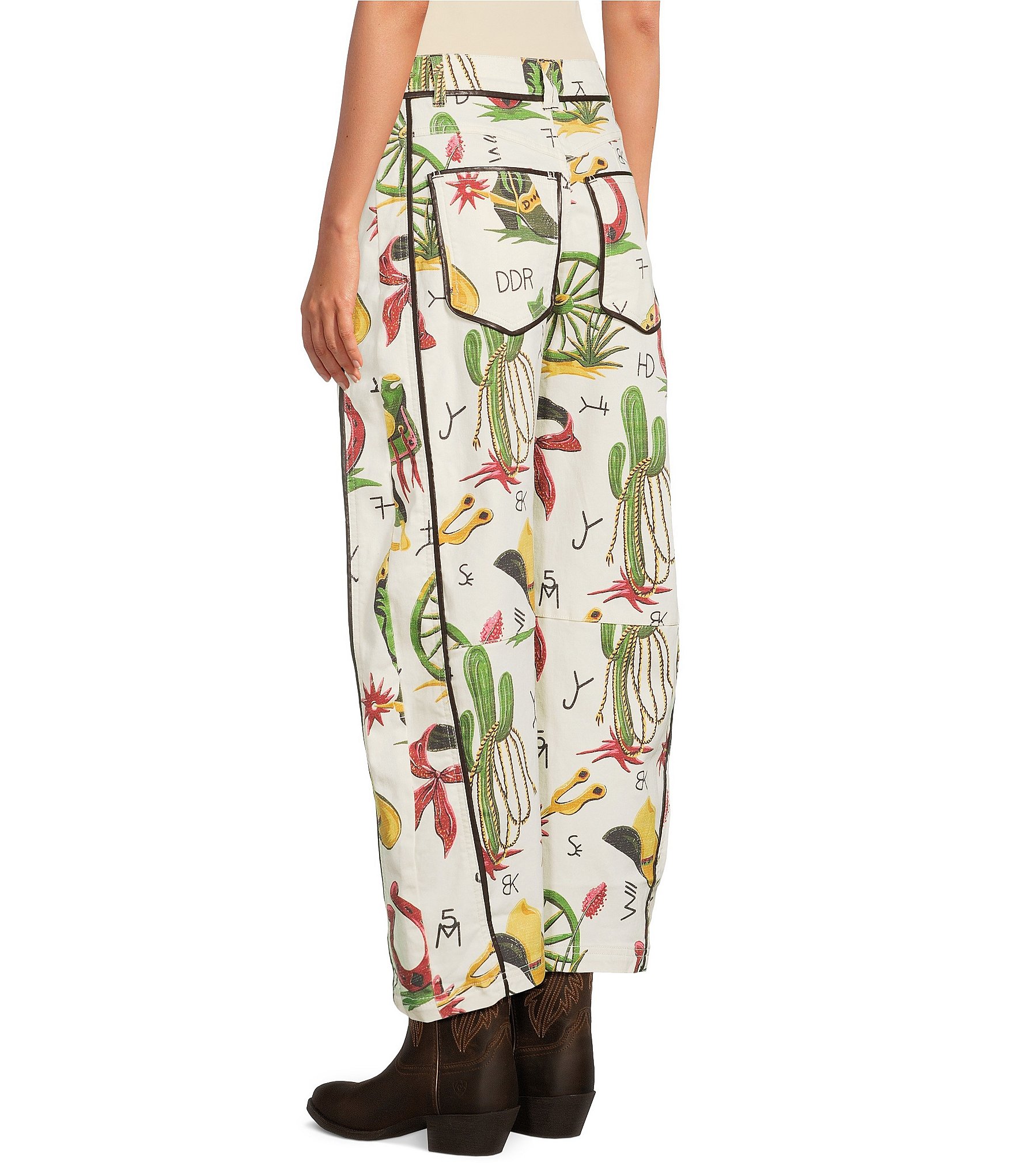 Double D Ranch Atomic Ranch Printed Wide Leg Cropped Jeans