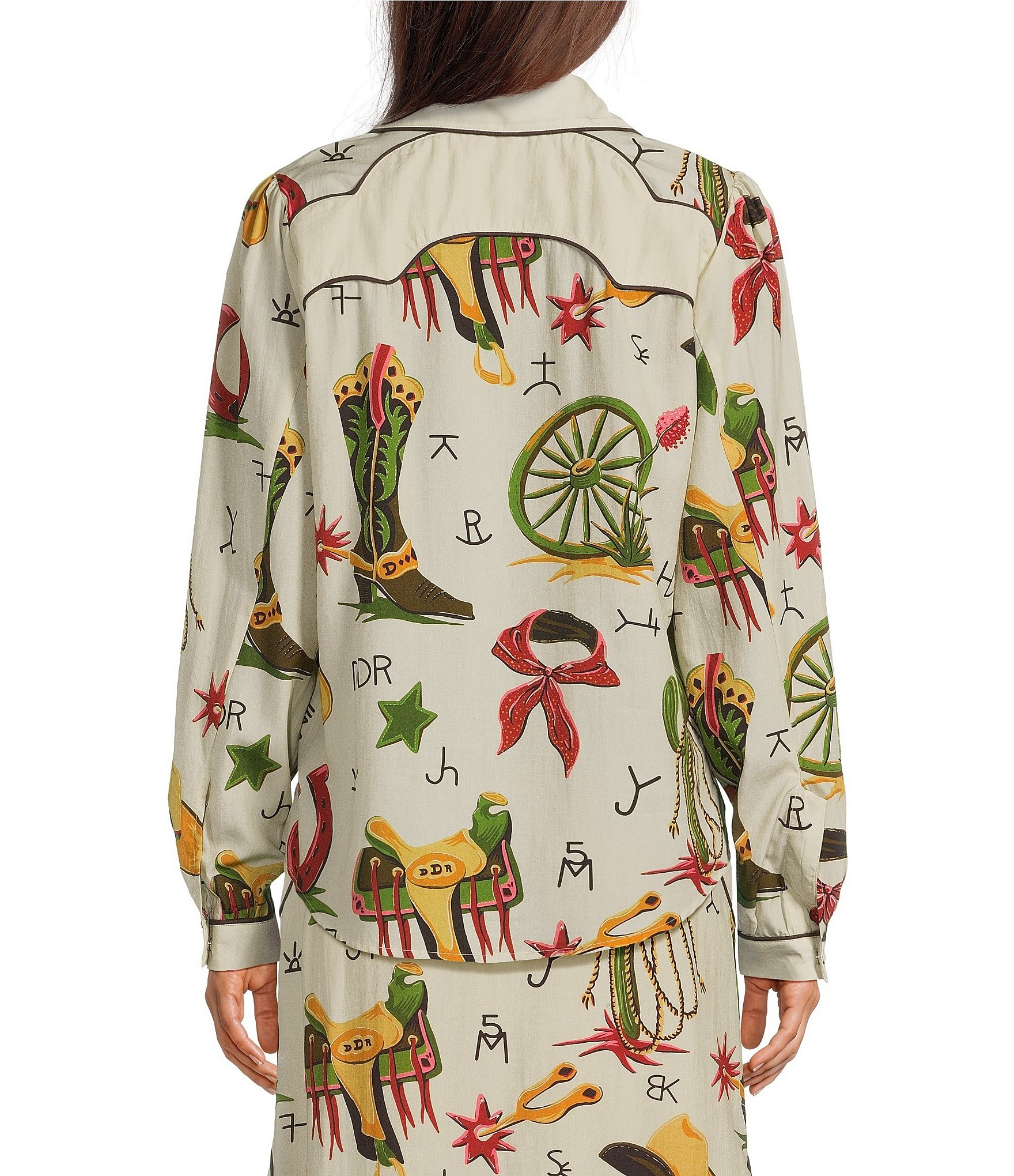 Double D Ranch Coordinating Atomic Ranch Point Collar Long Sleeve Snap Front Shirt