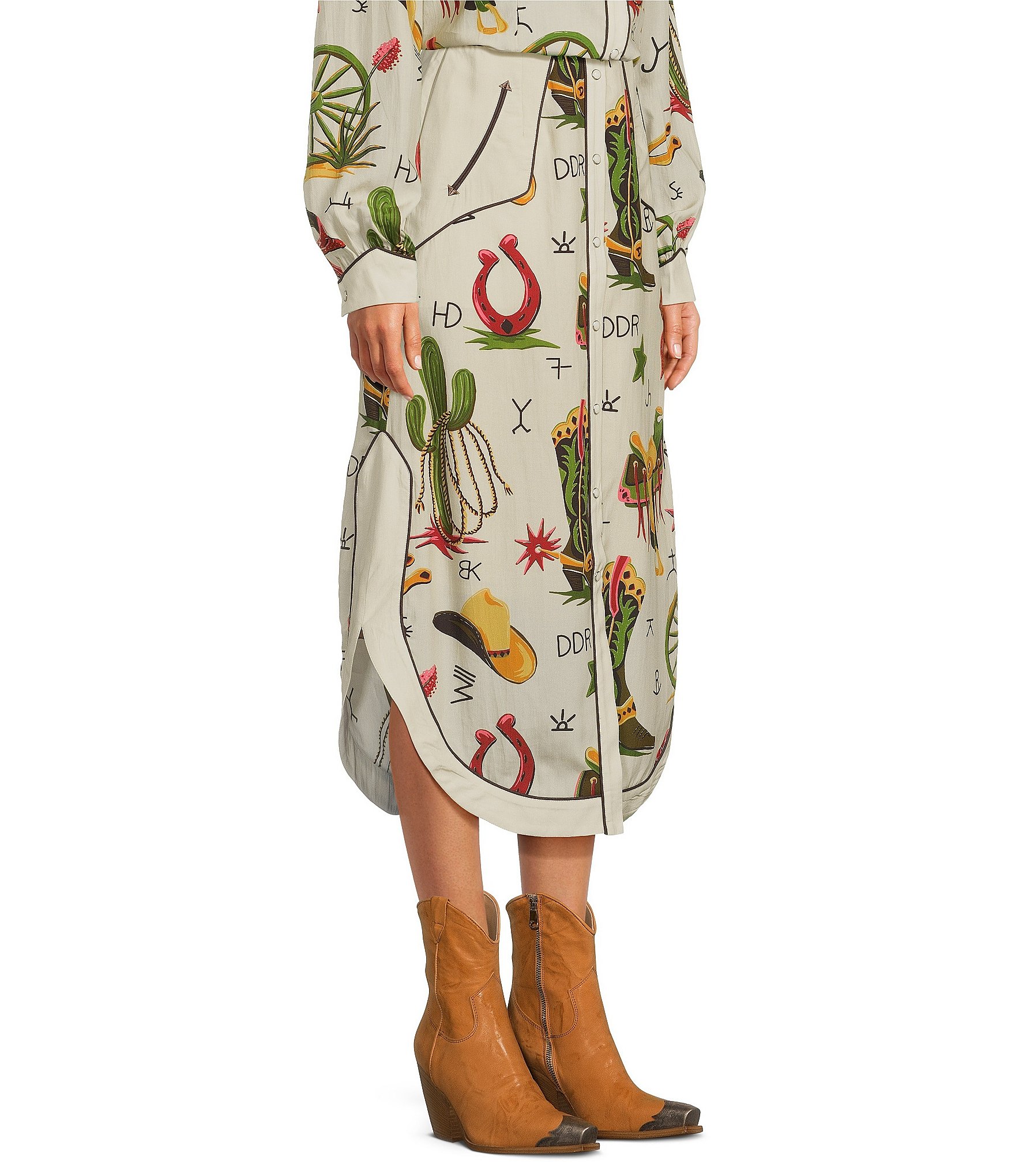 Double D Ranch Coordinating Atomic Ranch Printed A-Line Skirt