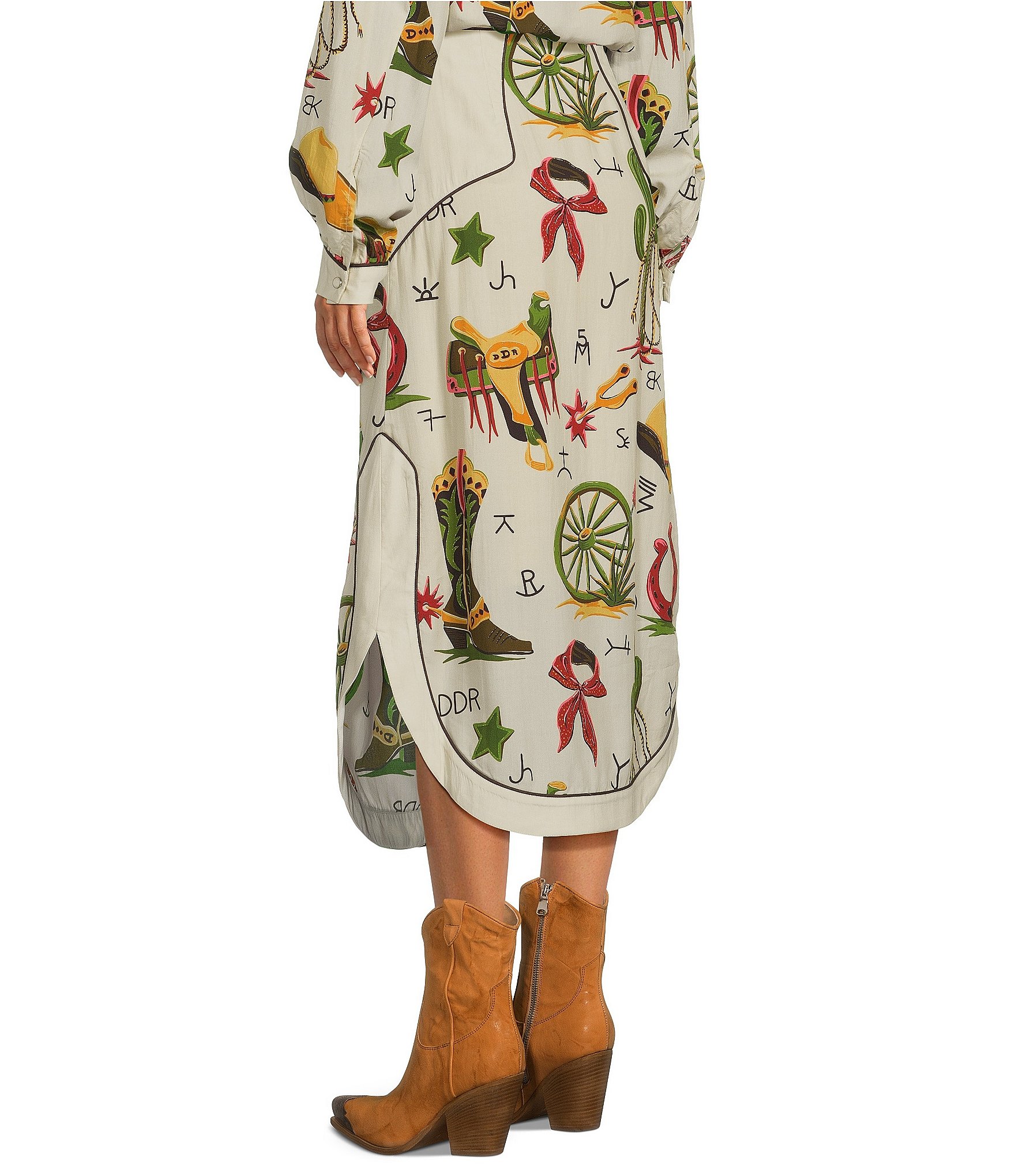 Double D Ranch Coordinating Atomic Ranch Printed A-Line Skirt