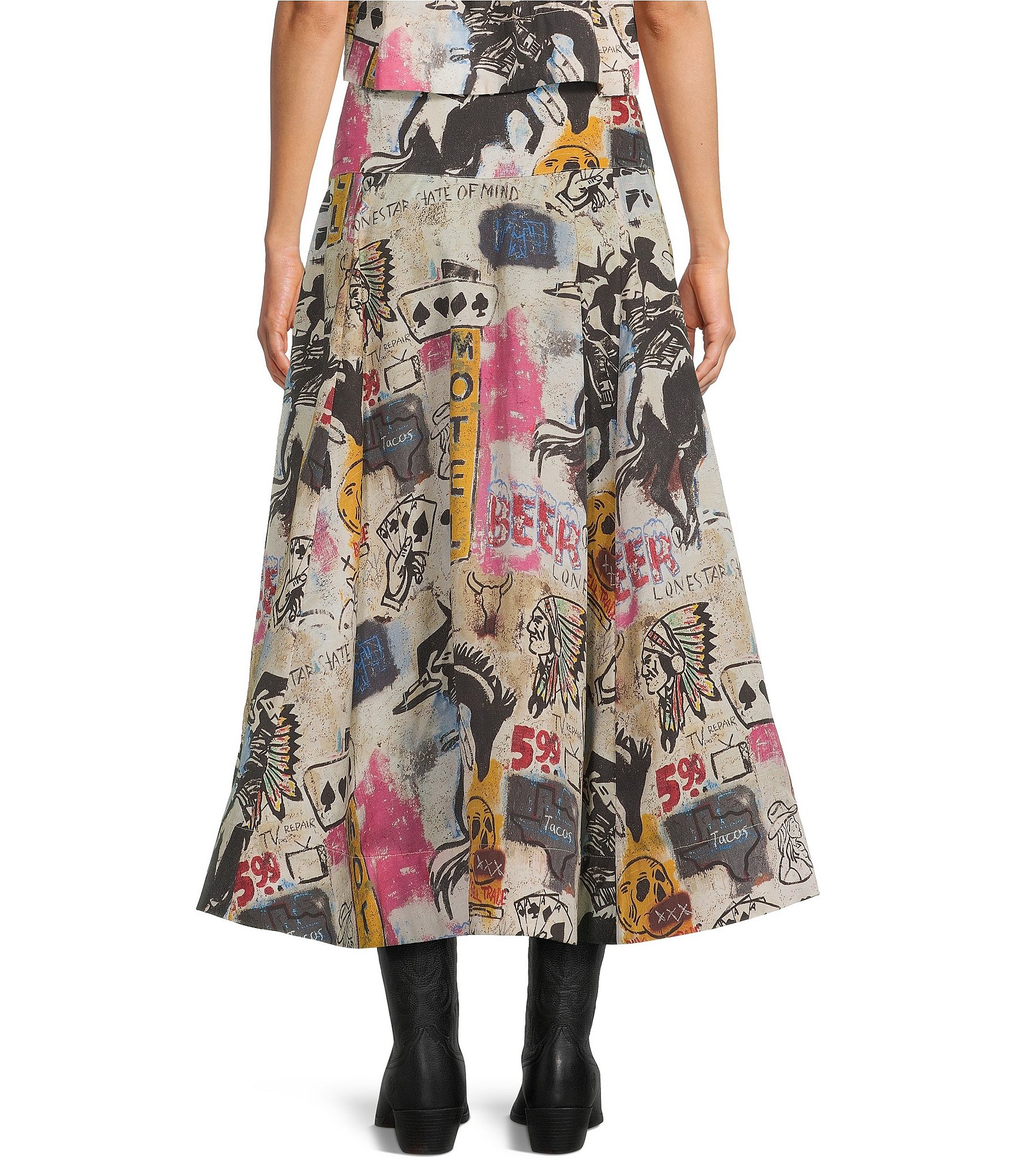 Double D Ranch Cowboy Graffiti Skirt