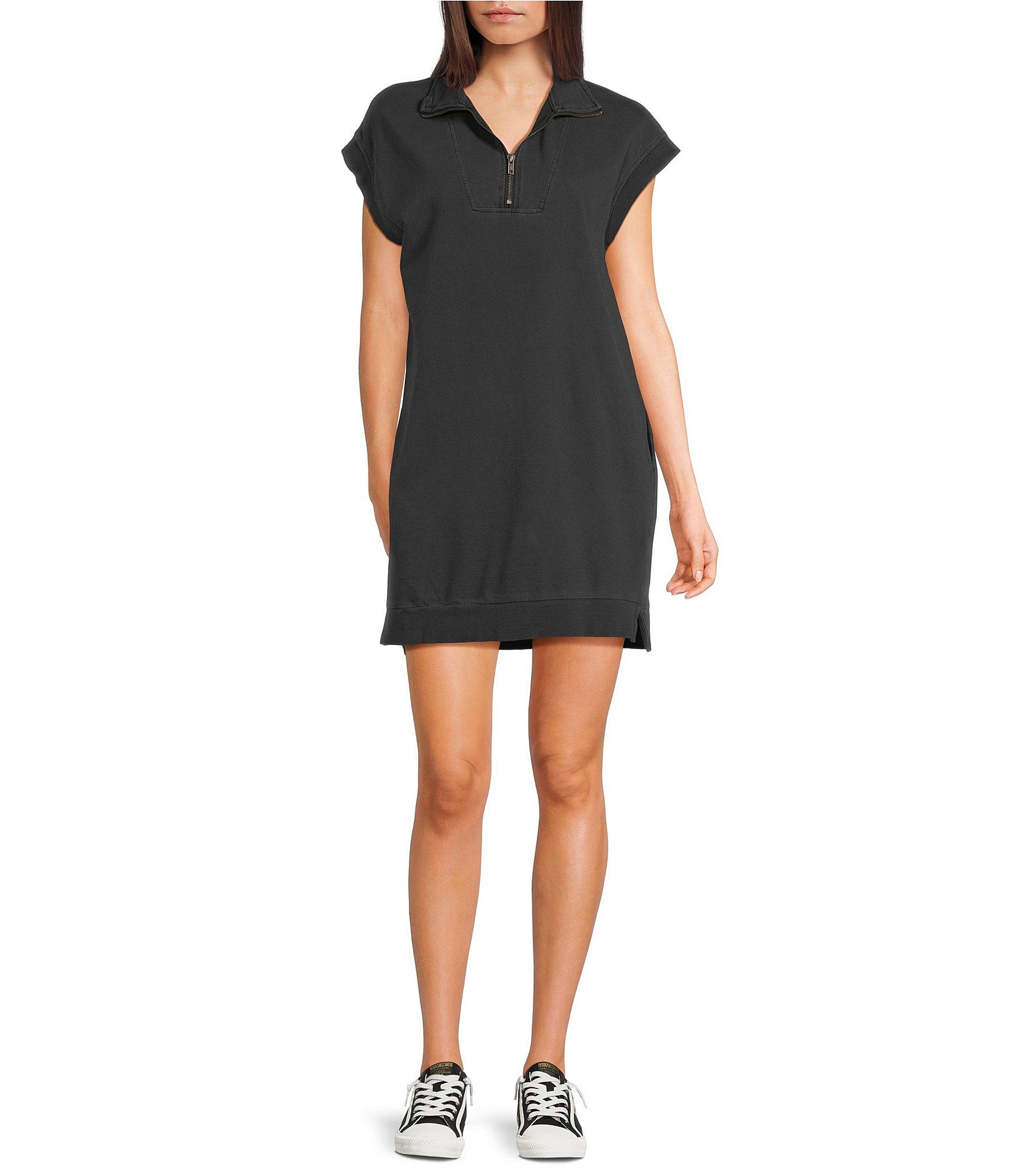 black rara dress 70s Black Short Sleeve Mod Knit Dress – Better Dresses Vintage