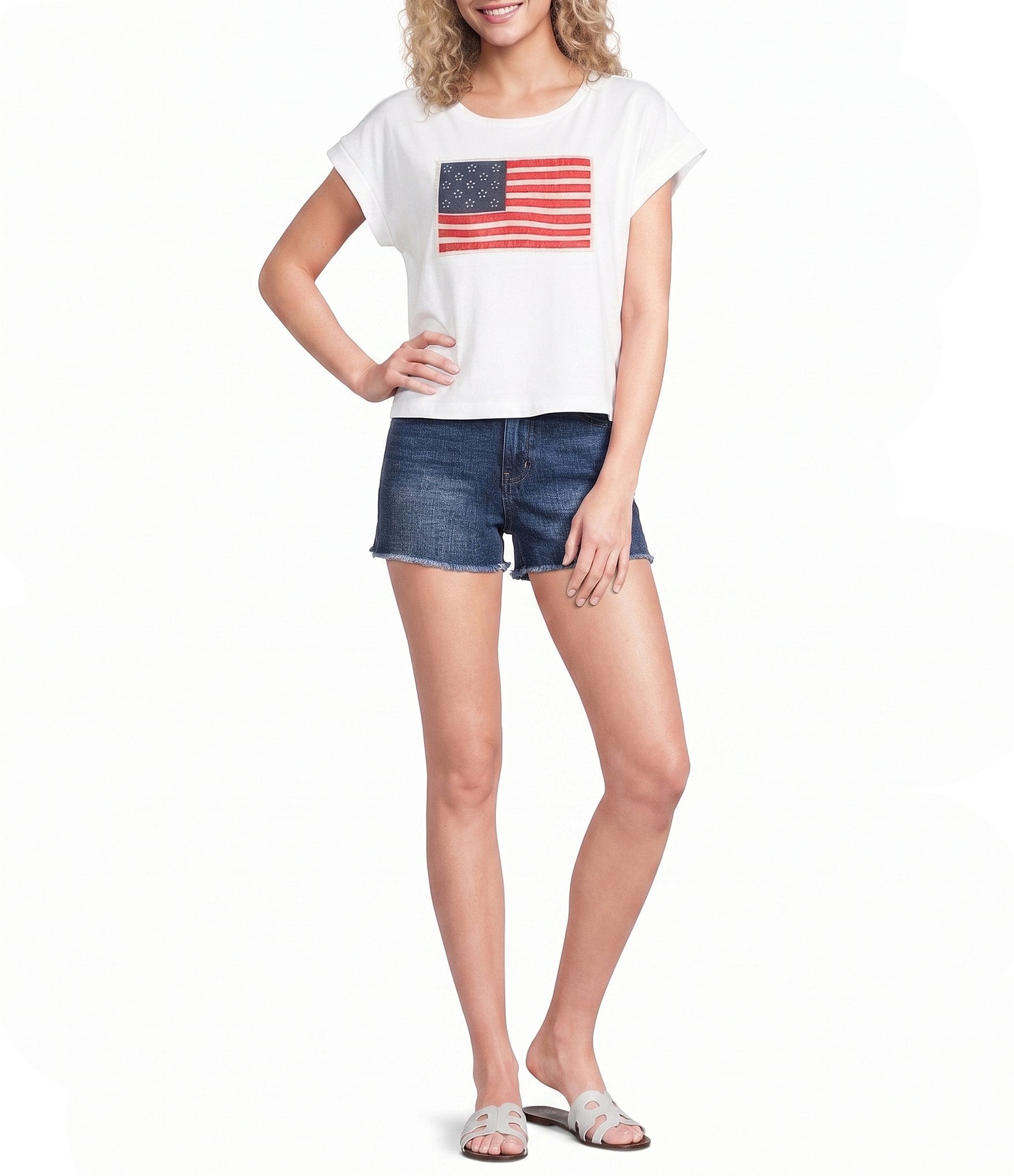 Double Zero Short Sleeve Americana Flag Patch Tee