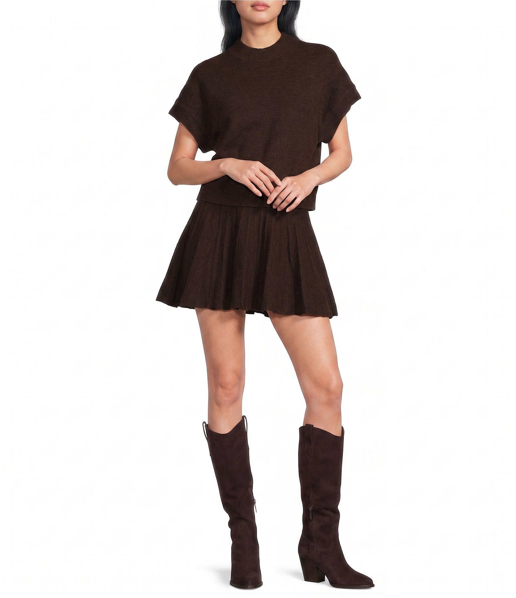 Double Zero Sweater Pleated Skirt