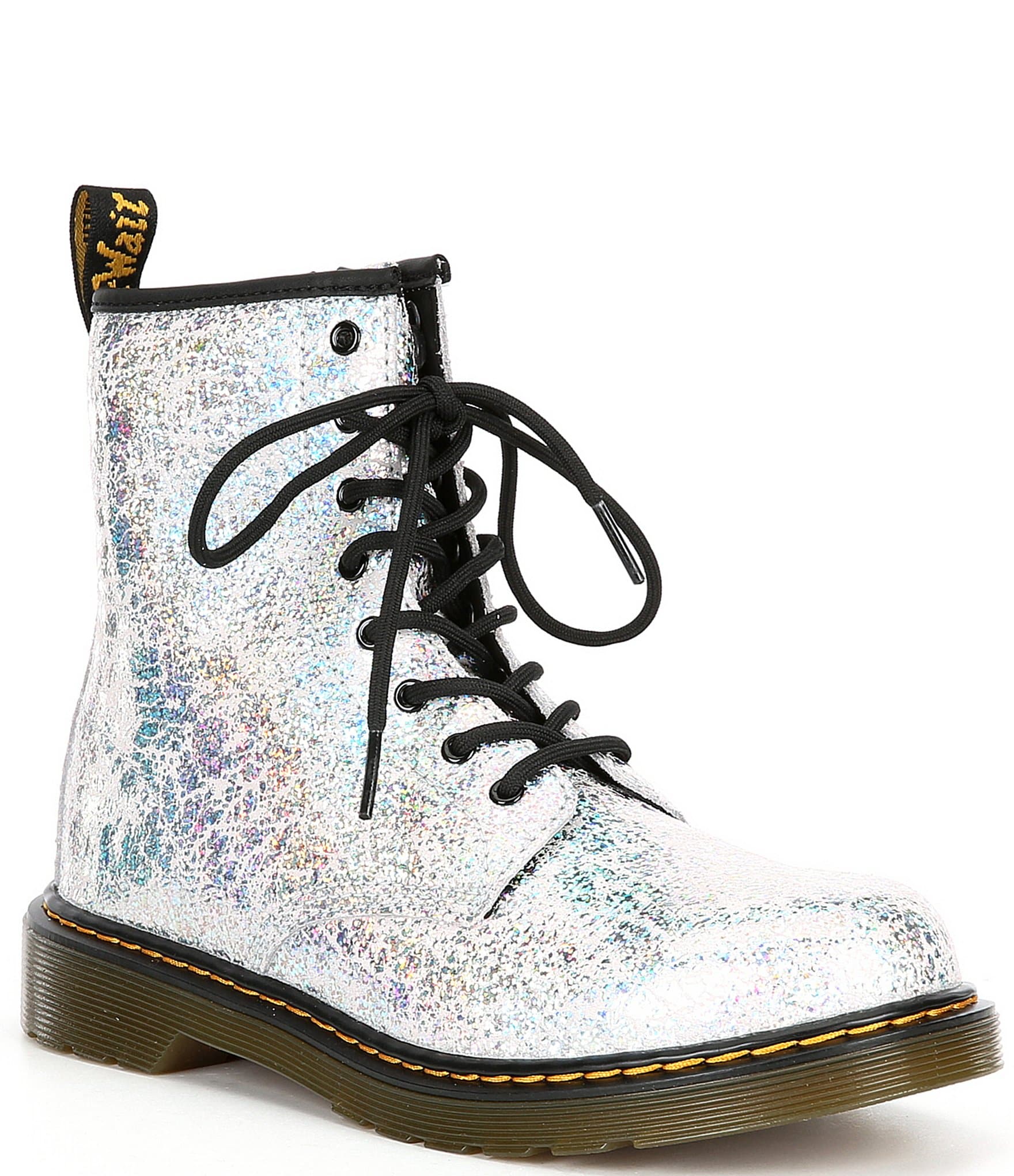 Dr. Martens Girls' 1460 Disco Crinkle Metallic Leather Boots (Youth ...