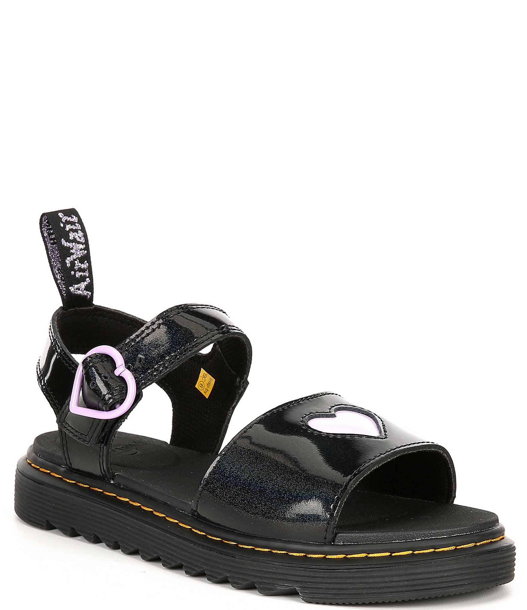 Dr. Martens Girls' Marlowe Glitter Patent Hearts Sandals (Youth ...