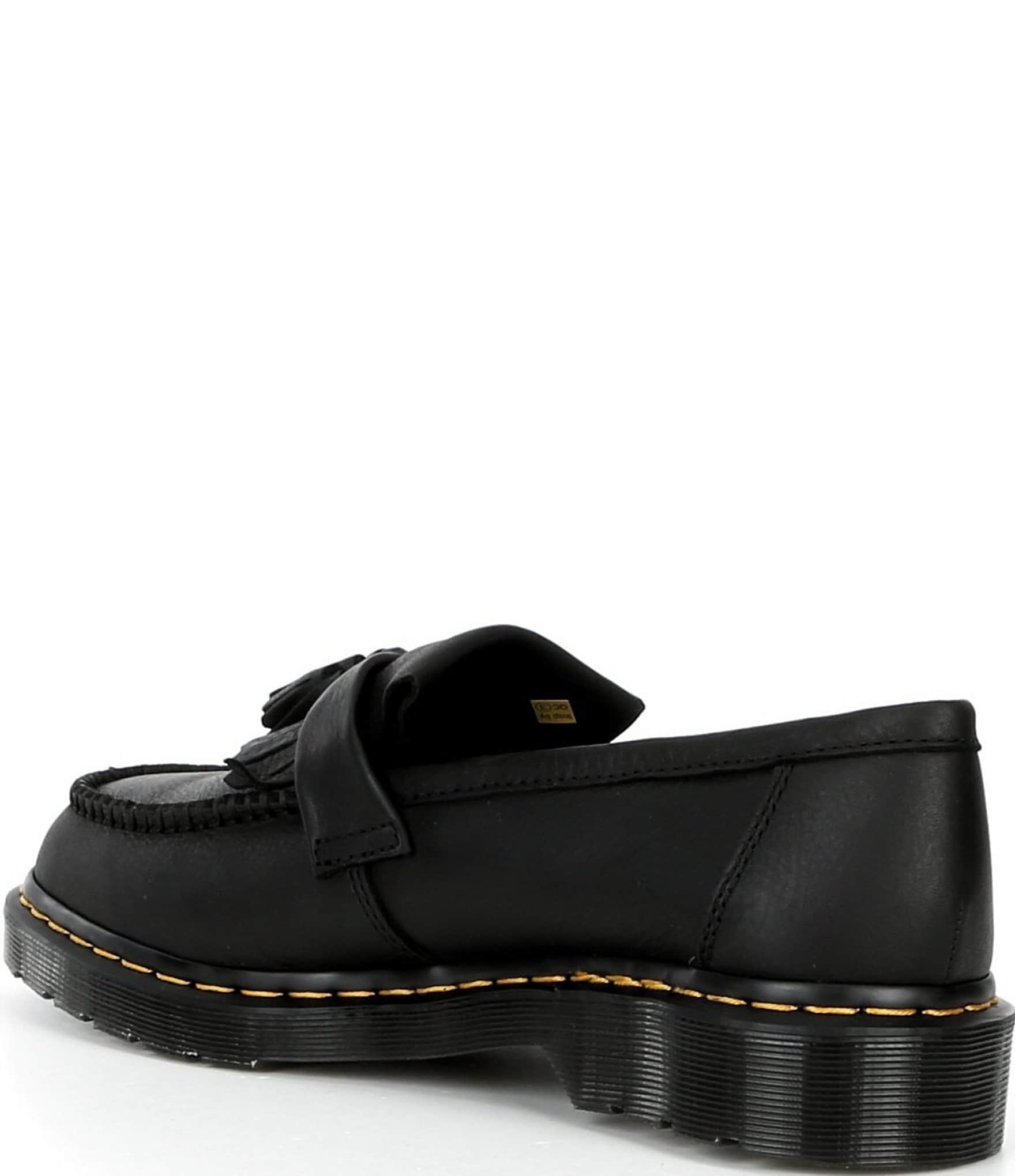 Dr. Martens Men's Adrian Yellow Stitch Ambassador Leather Kiltie Tassel Loafers