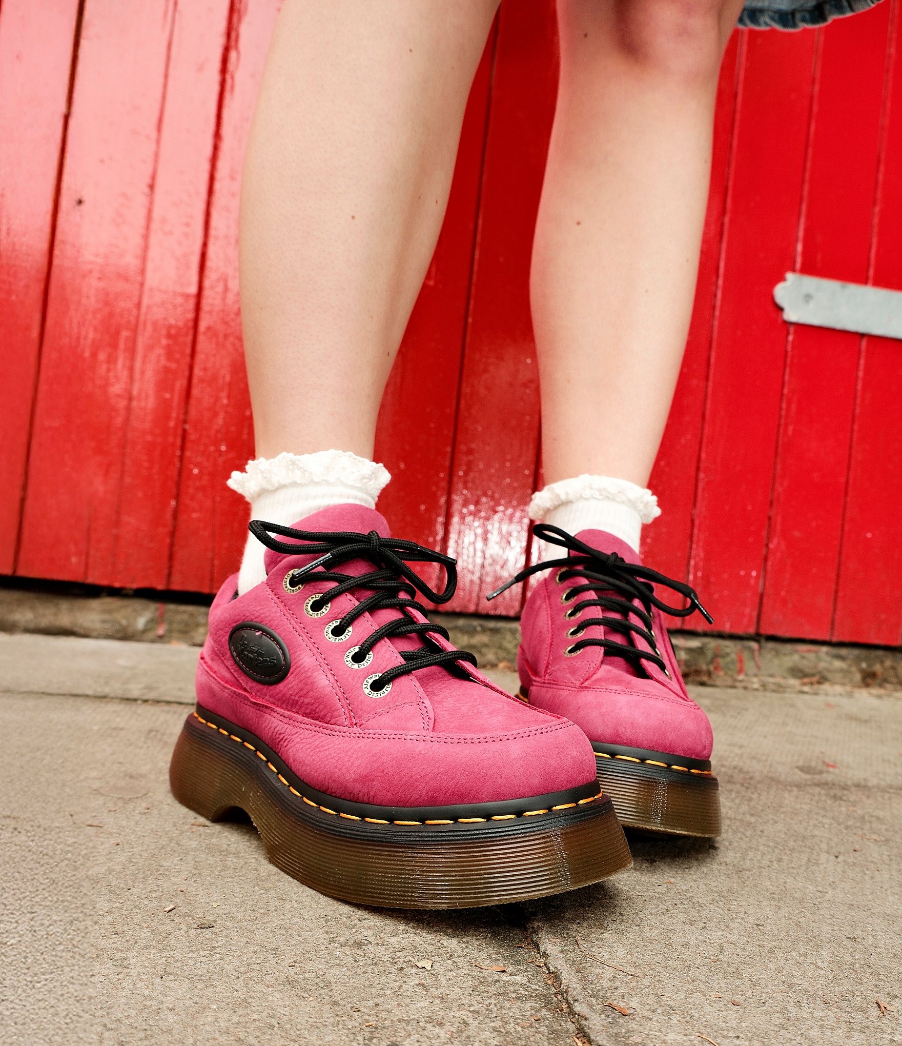 Dr. Martens Women's Buzz 5-Eye Milled Nubuck Platform Oxfords