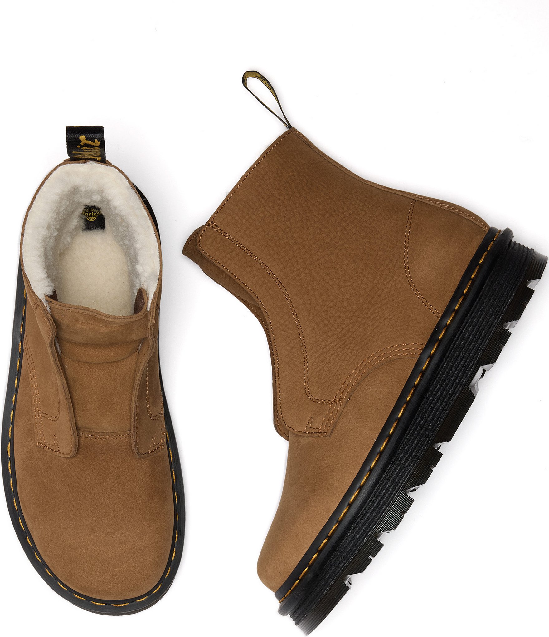 Dr. Martens Women's Zebzag Laceless Nubuck Warm Lined Platform Booties