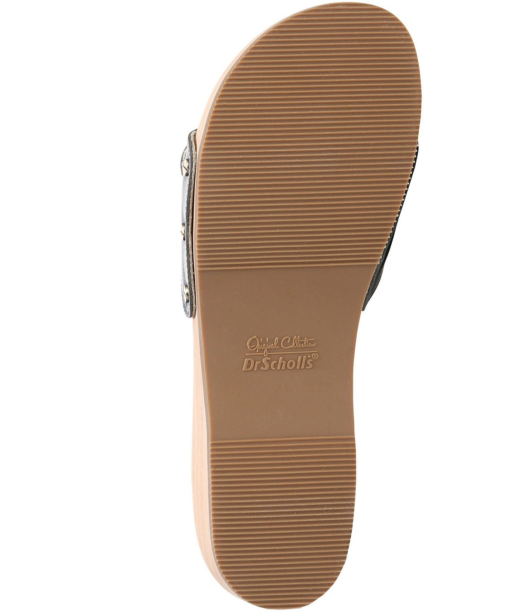 Dr. Scholl's Original Leather Buckle Hardware Platform Slide Sandals