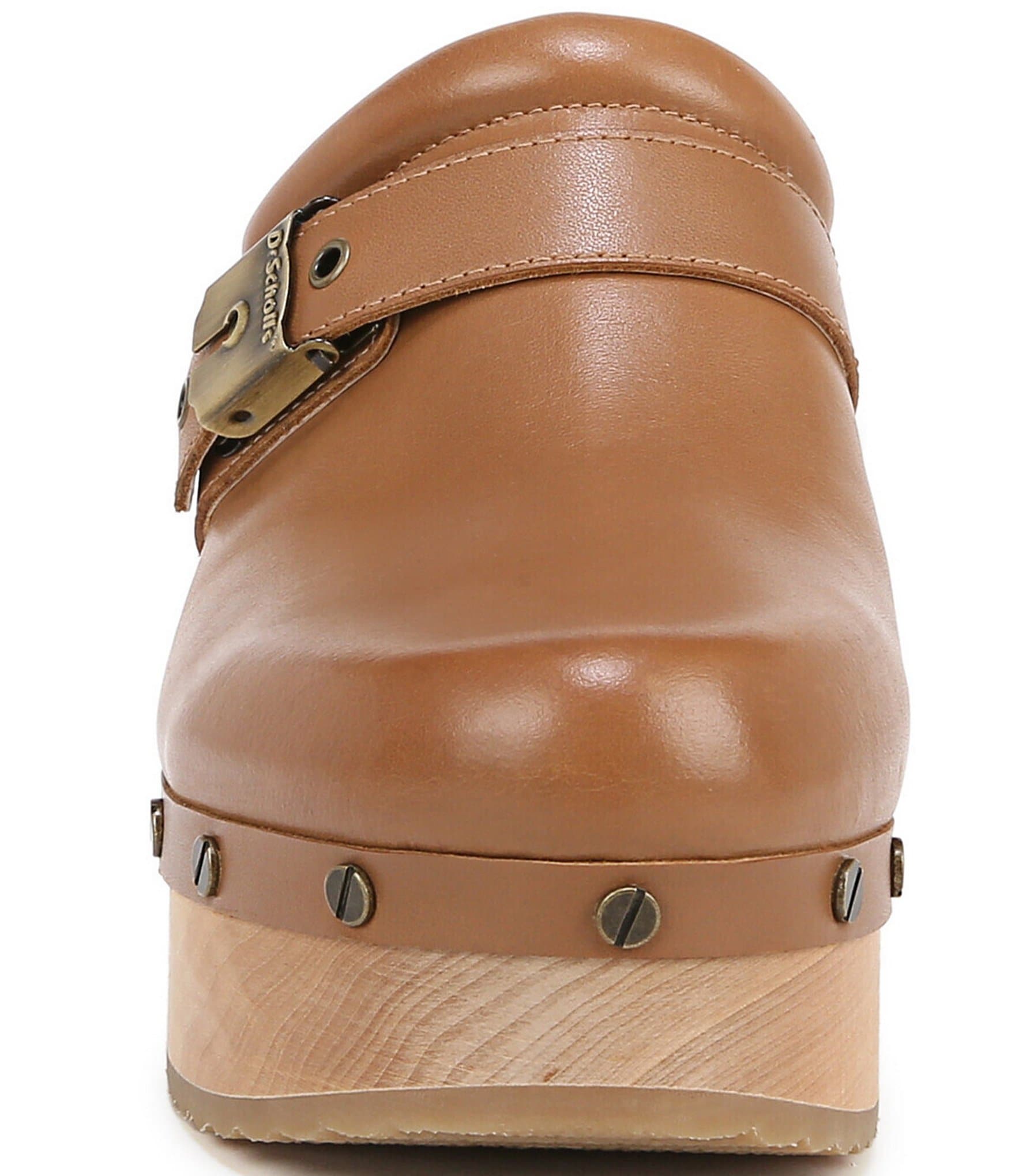 Dr. Scholl's Original Joy Leather Buckle Hardware Strap Platform Clogs