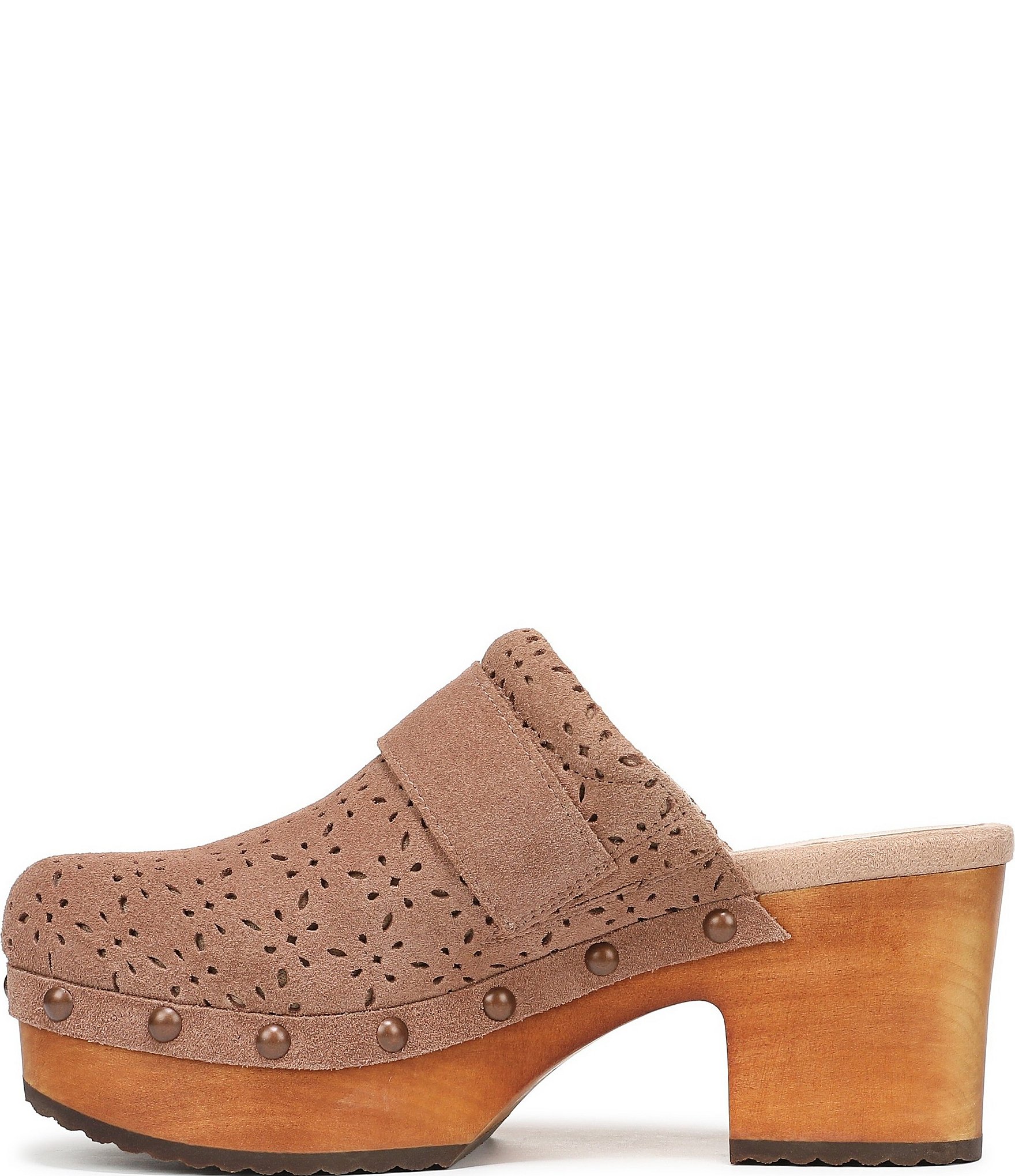 Dr. Scholl's Original Ranch Perforated Suede Buckle Strap Platform Clogs