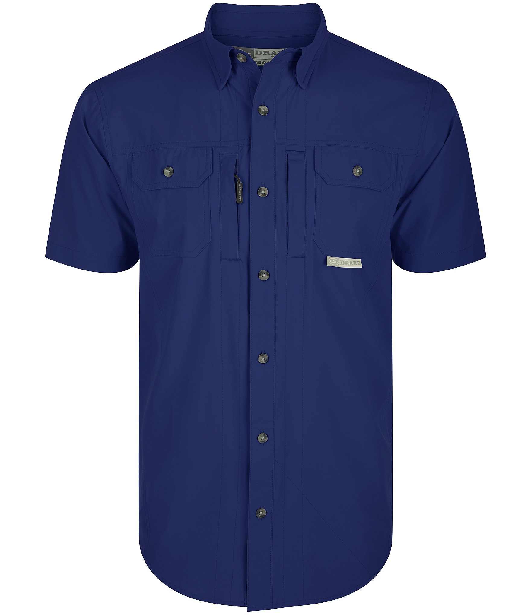 Drake Wingshooter Trey Short Sleeve Shirt, Blue Depths Navy, Small