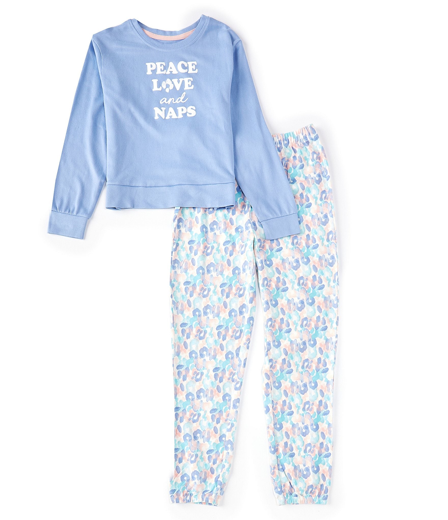 Dream Life Big Girls 7-16 Long-Sleeve Peace, Love & Naps Pajama Top ...