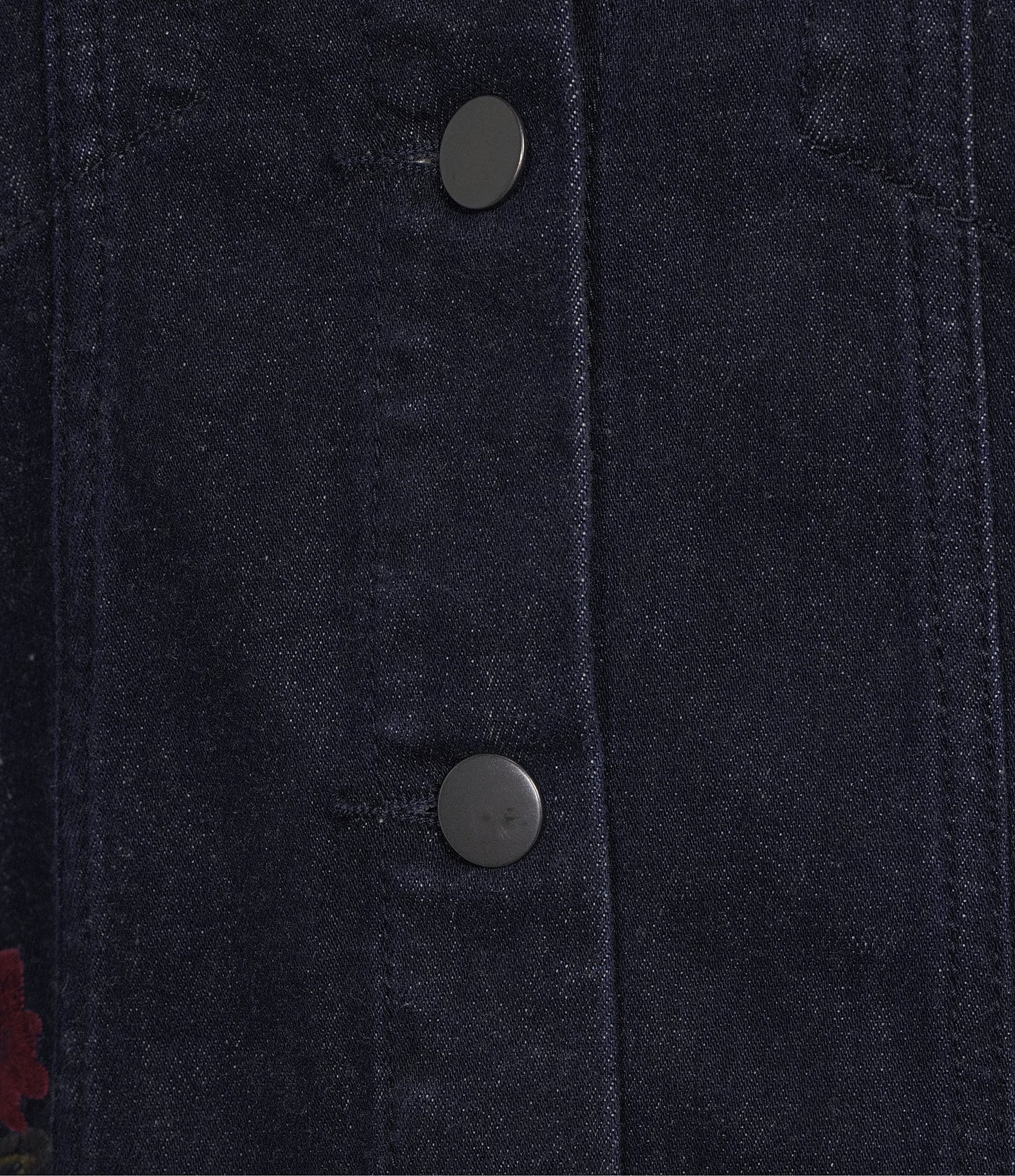 Driftwood Denim Wild Flower Embroidered Point Collar Long Sleeve Coordinating Trucker Jacket