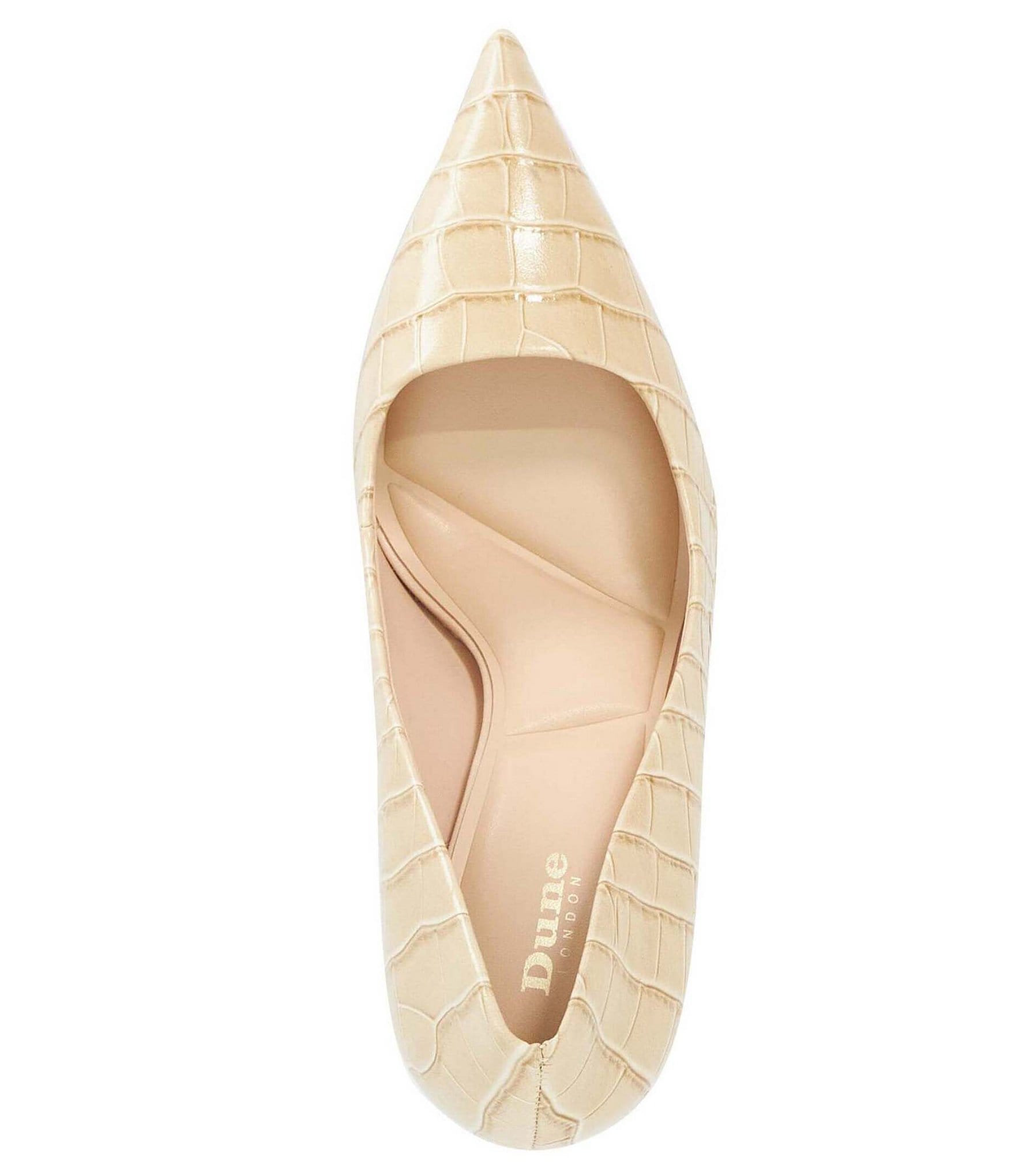 Dune London Assured Croco Print Leather Pointed Toe Pumps