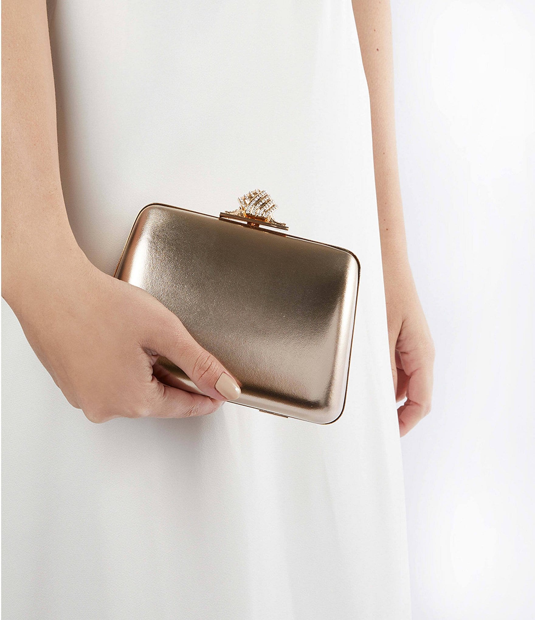 Dune London Become Embellished Faux Leather Clasp Clutch Bag