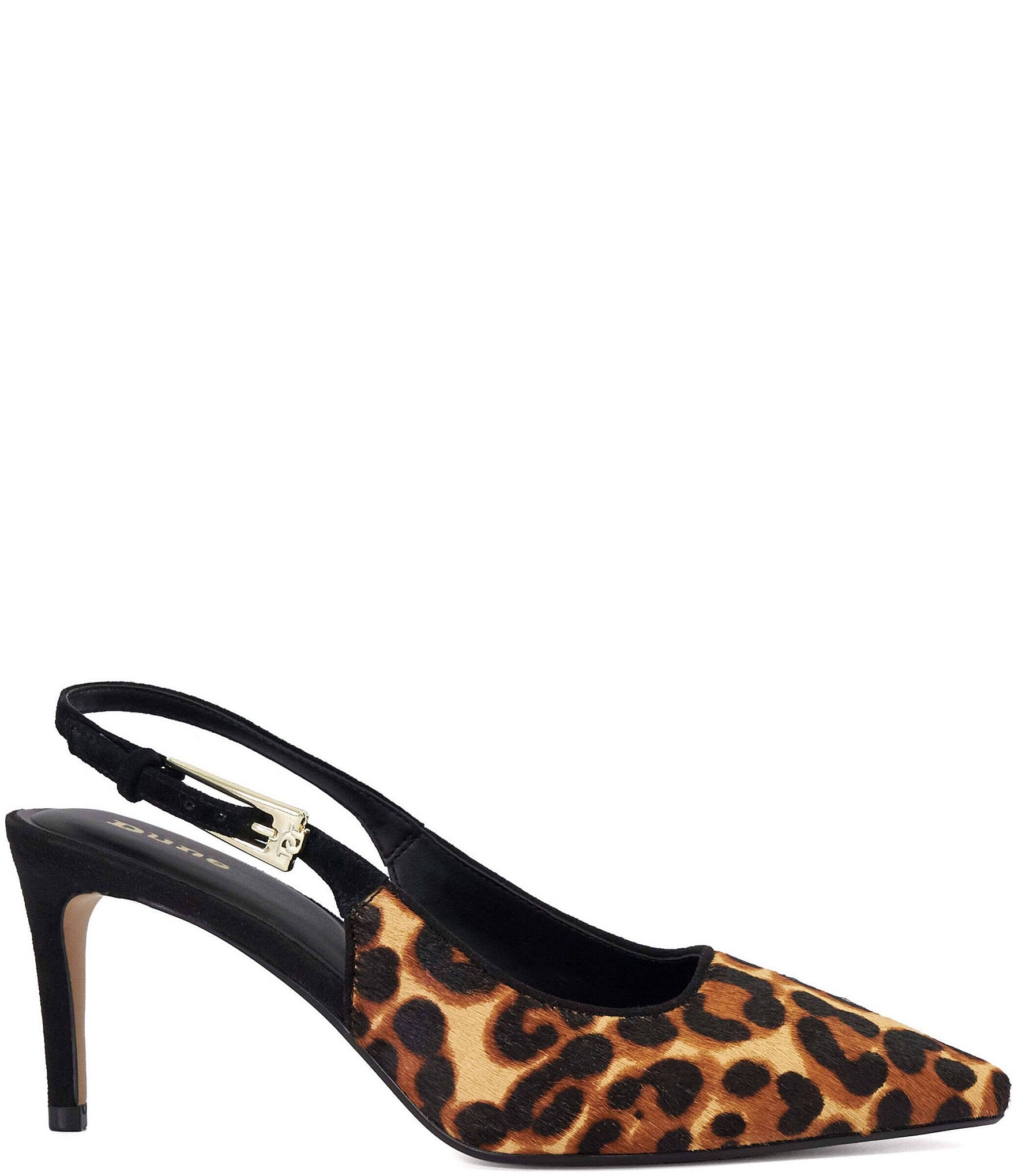 Dune London Closed Leopard Print Calf Hair Sling Pumps