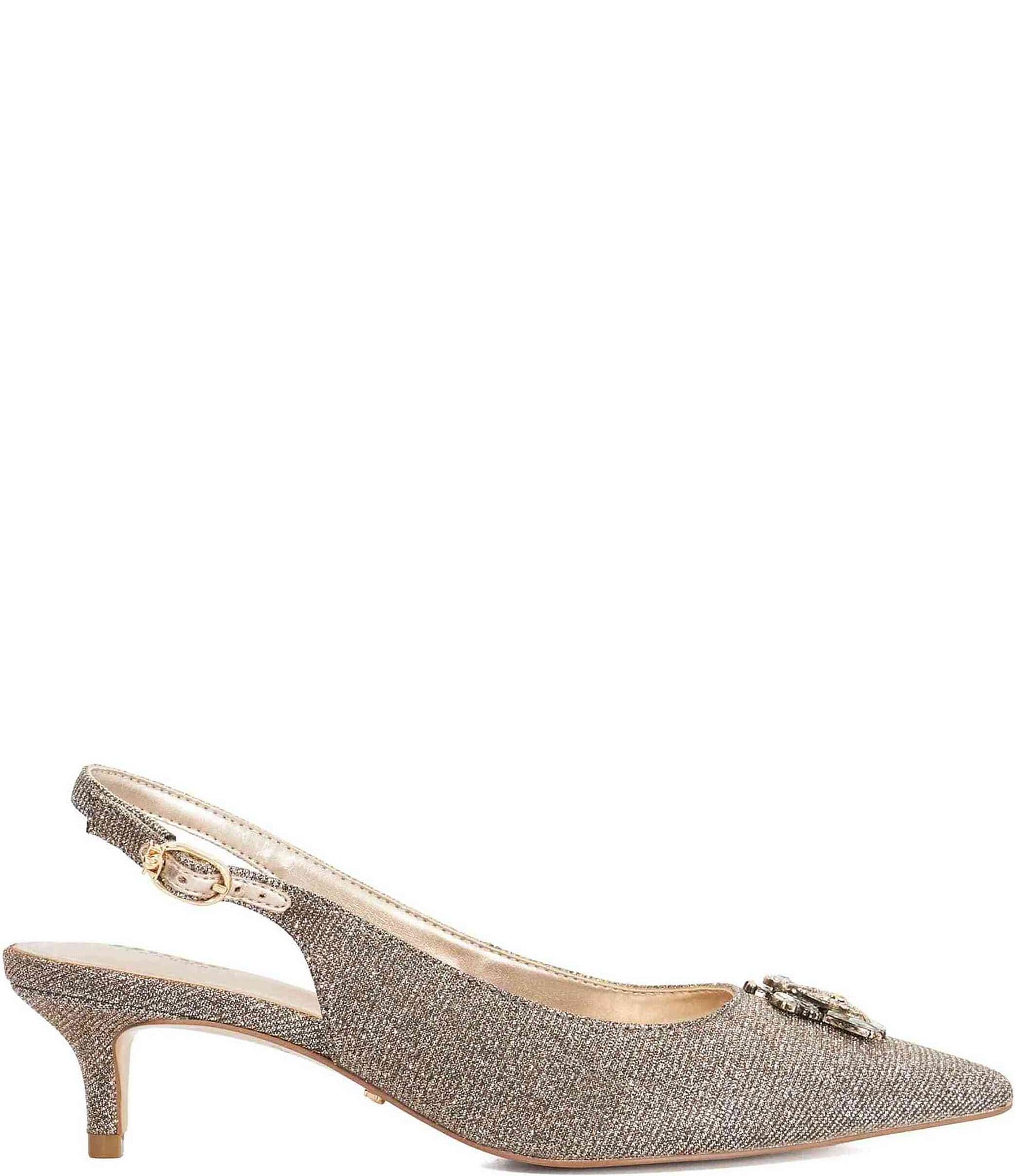 Dune London Context Signature Glitter Jewel Bug Ornament Slingback Kitten Heel Pumps