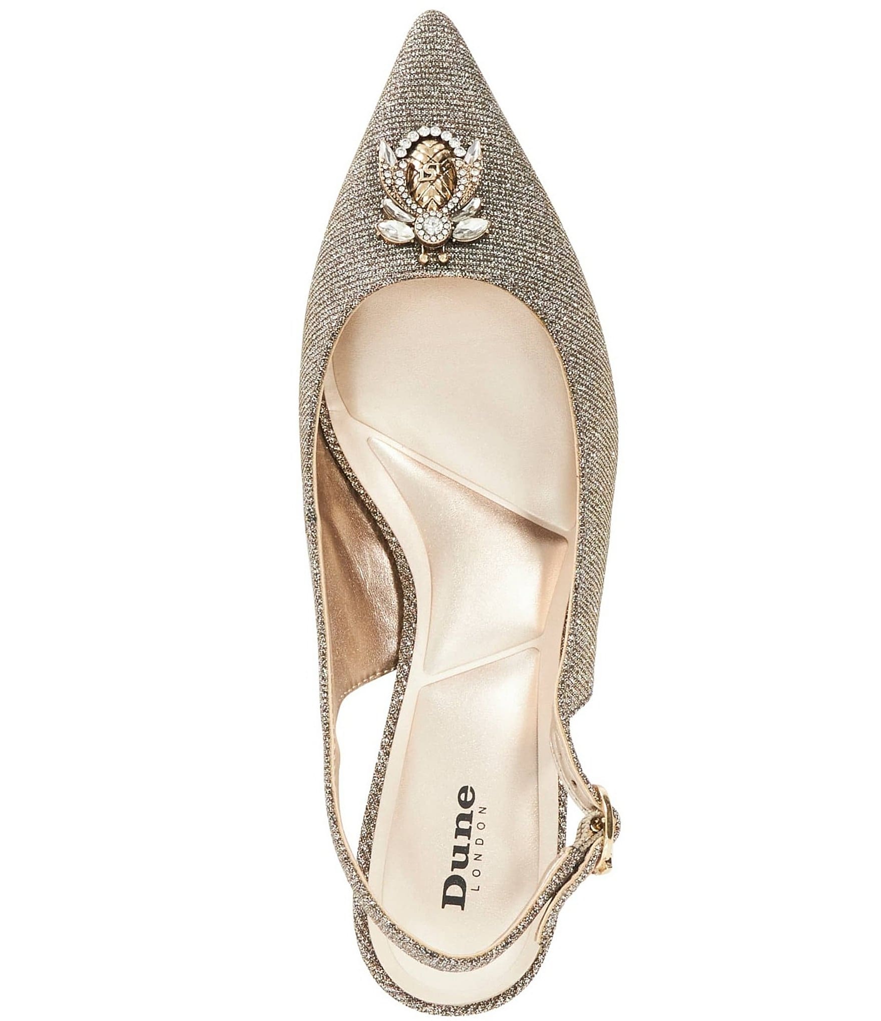 Dune London Context Signature Glitter Jewel Bug Ornament Slingback Kitten Heel Pumps