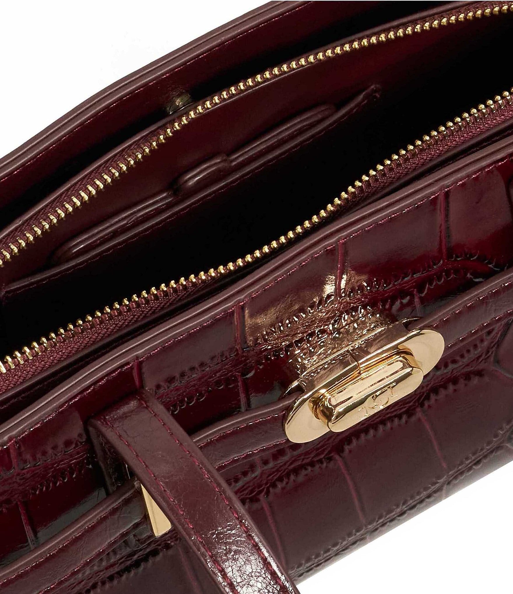 Dune London Depend Leather Crocodile Embossed East-West Shoulder Bag